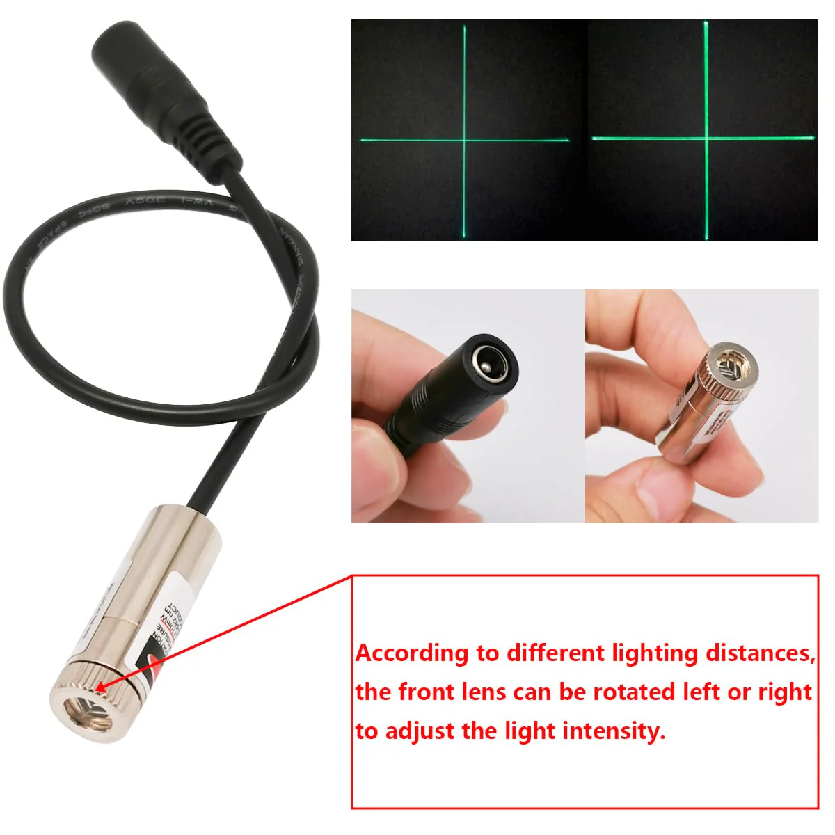 CTRICALVER Laser Module (Light Source Shape: Green Cross) Adjustable Focal Point Kit, 3-5V Industrial Laser Module Diode 2.1mm DC Plug 520nm + Power Supply Kit - Image 4