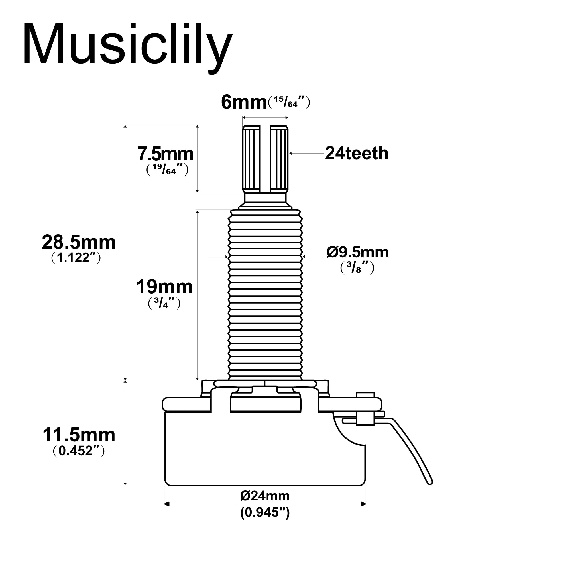 CTS 450 Series A500K Split Long Shaft Guitar Pots Audio Taper Potentiometers for USA Electric Guitar and Bass, 10% Tolerance (Set of 2) Long Shaft A500K - Image 2