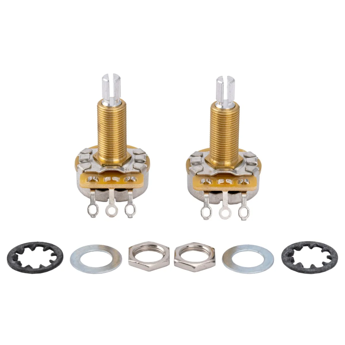 CTS 450 Series A500K Split Long Shaft Guitar Pots Audio Taper Potentiometers for USA Electric Guitar and Bass, 10% Tolerance (Set of 2) Long Shaft A500K - Image 3