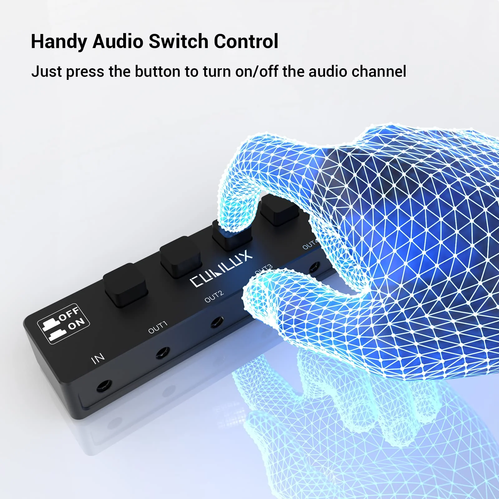 Cubilux 5-Way 3.5mm Headphone Splitter with Switch Control, Aluminum Case 5-Channel 1/8” Stereo Audio Splitter, Multi-Port TRS AUX Share/Split Box/HUB for Speaker Earphones Laptop PC Smartphone Tablet - Image 4