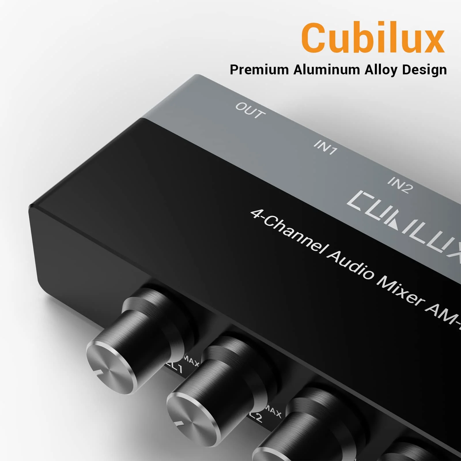 Cubilux AM-K4 6.35mm Stereo Audio Mixer, Ultra-Low Noise 4-Channel 1/4 AUX Mixer, USB C Powered Quarter Inch Mixer with Volume Control - Image 5