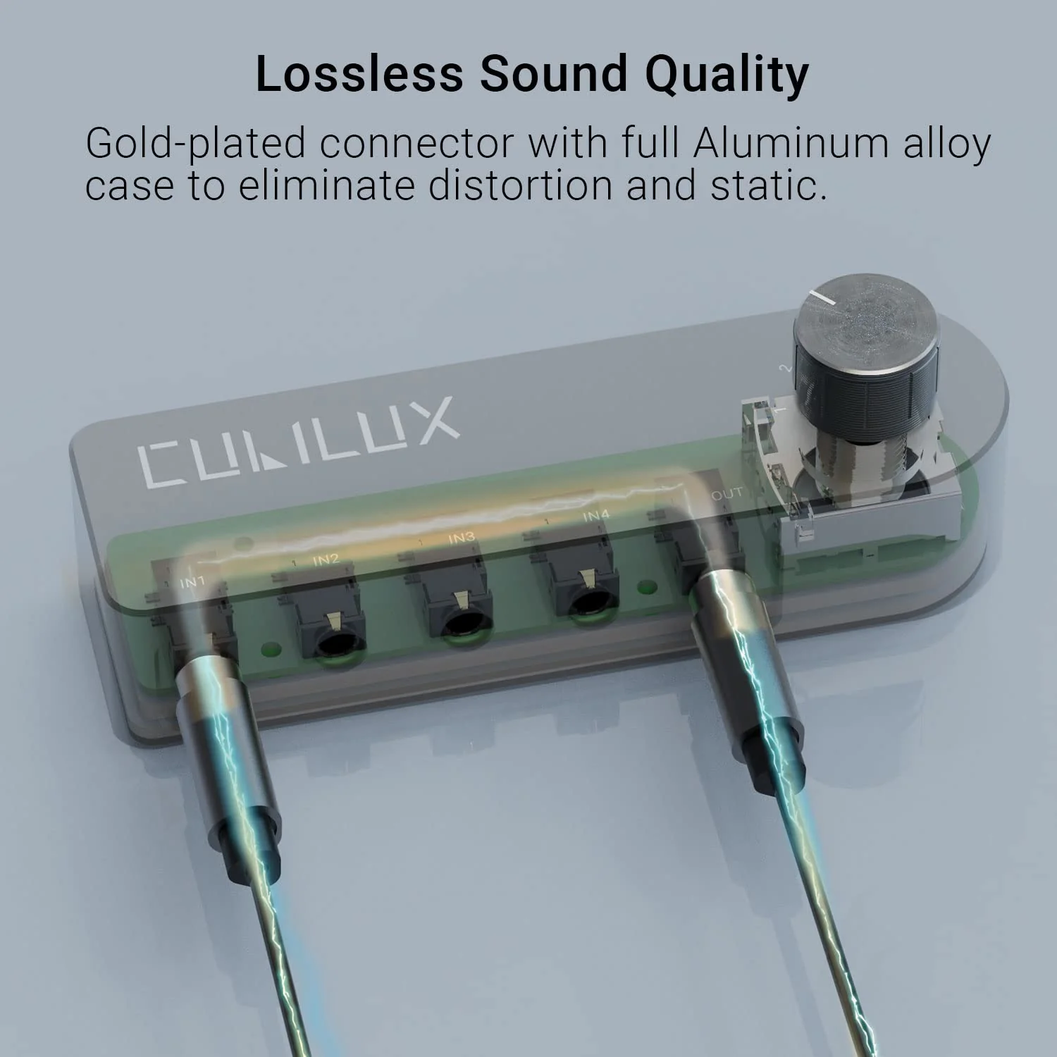 Cubilux Bidirectional 3.5mm Audio Switcher (1-in to 4-Out / 4-in to 1-Out), Stereo 1/8” Aux Selector Box for Speaker Headphones/Earphones, Audio Switch for Laptop Computer Smartphone Tablet - Image 4