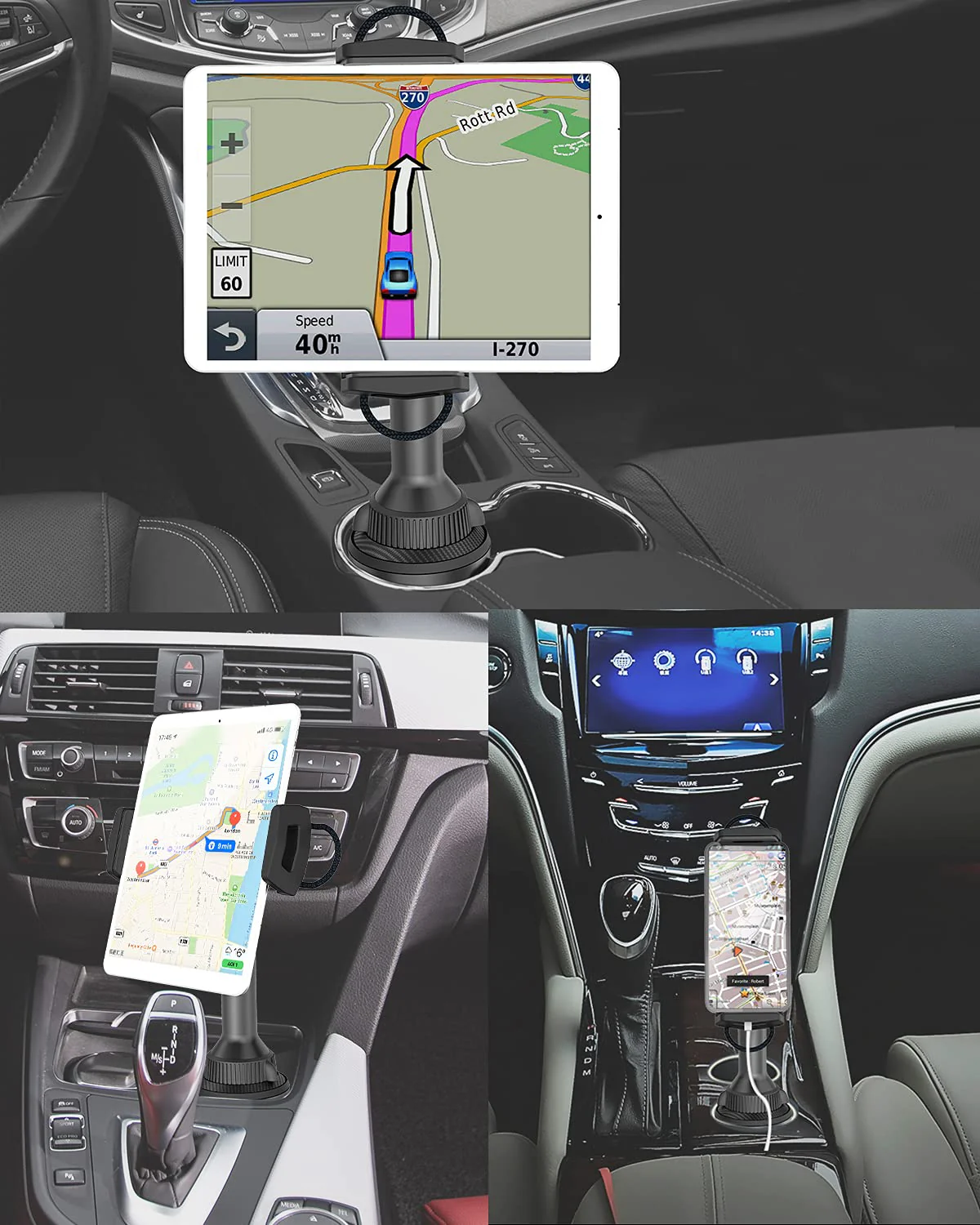 Cup Holder Tablet Mount, APPS2Car Universal Tablet Cup Holder Mount Adjustable Cup Tablet Mount Cradle for Car/Truck Compatible with 4.7-12.9 inch Tablets, iPad Mini/Air/Pro, iPhone, All Smartphones - Image 6