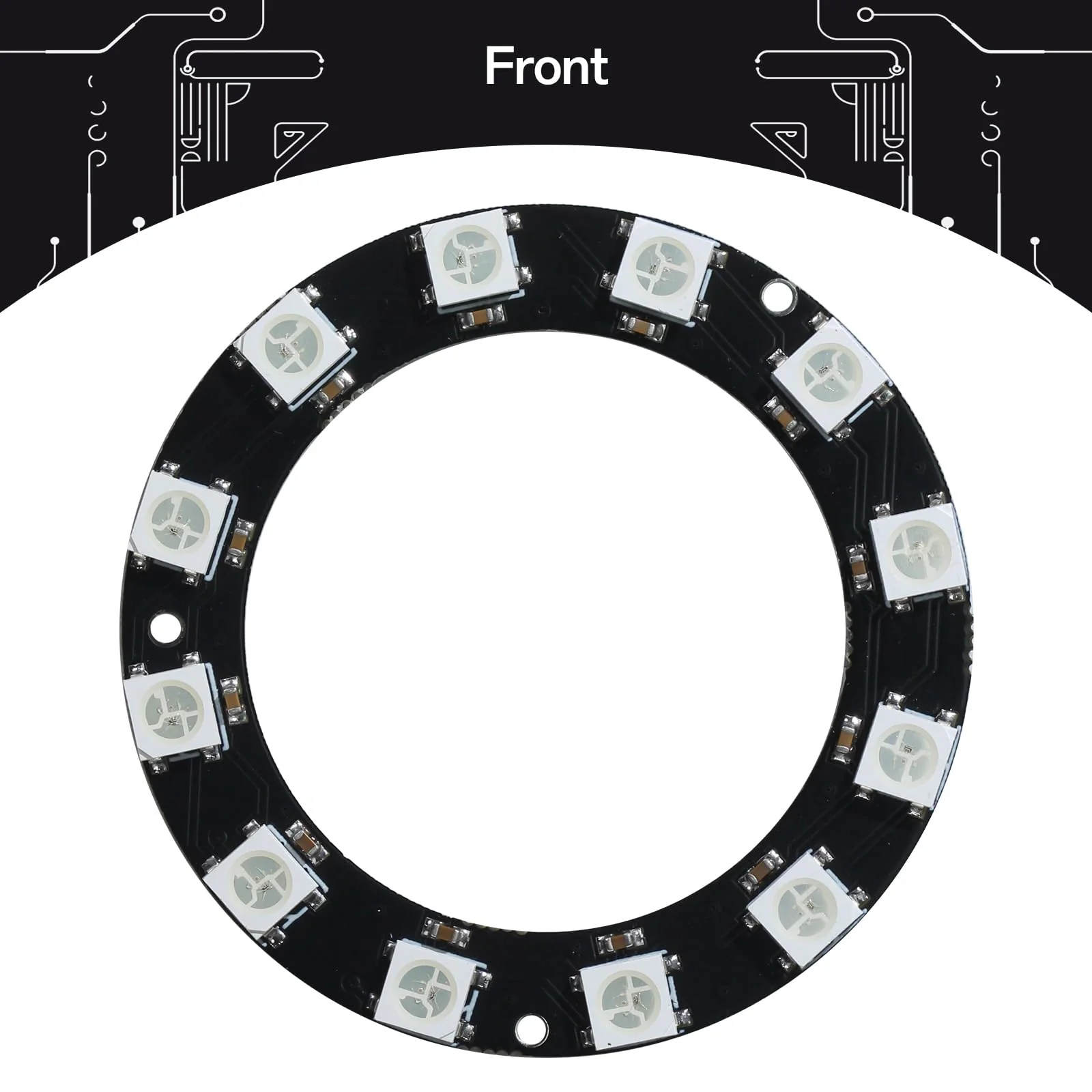 CUQI WS2812 RGB LED Ring 12 Bit Individually Addressable WS2812 LED 50 mm Diameter for Arduino, Raspberry Pi, DIY Projects 12-Bit Black - Image 2