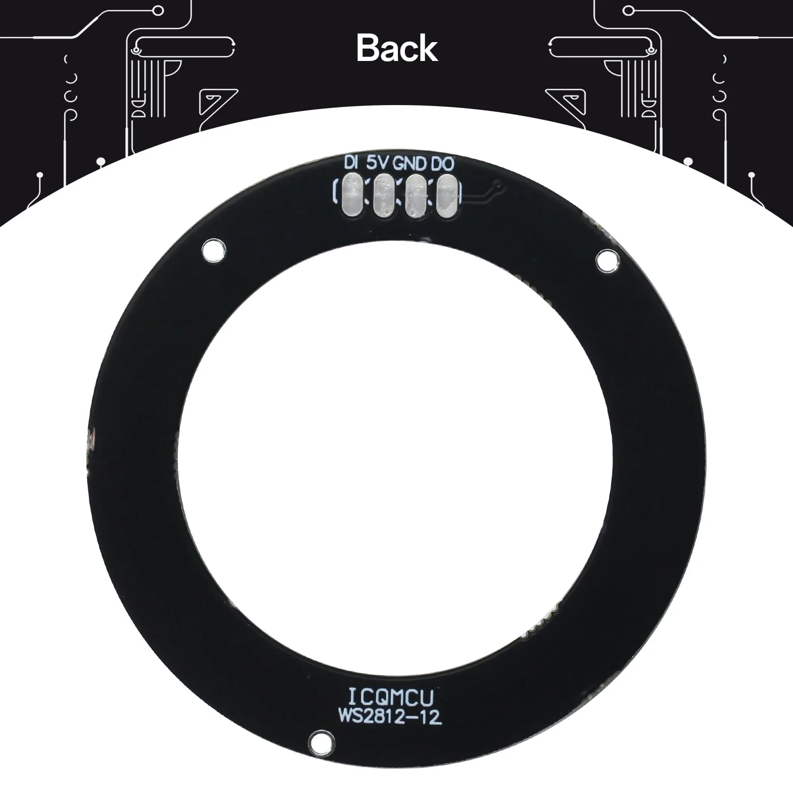 CUQI WS2812 RGB LED Ring 12 Bit Individually Addressable WS2812 LED 50 mm Diameter for Arduino, Raspberry Pi, DIY Projects 12-Bit Black - Image 3