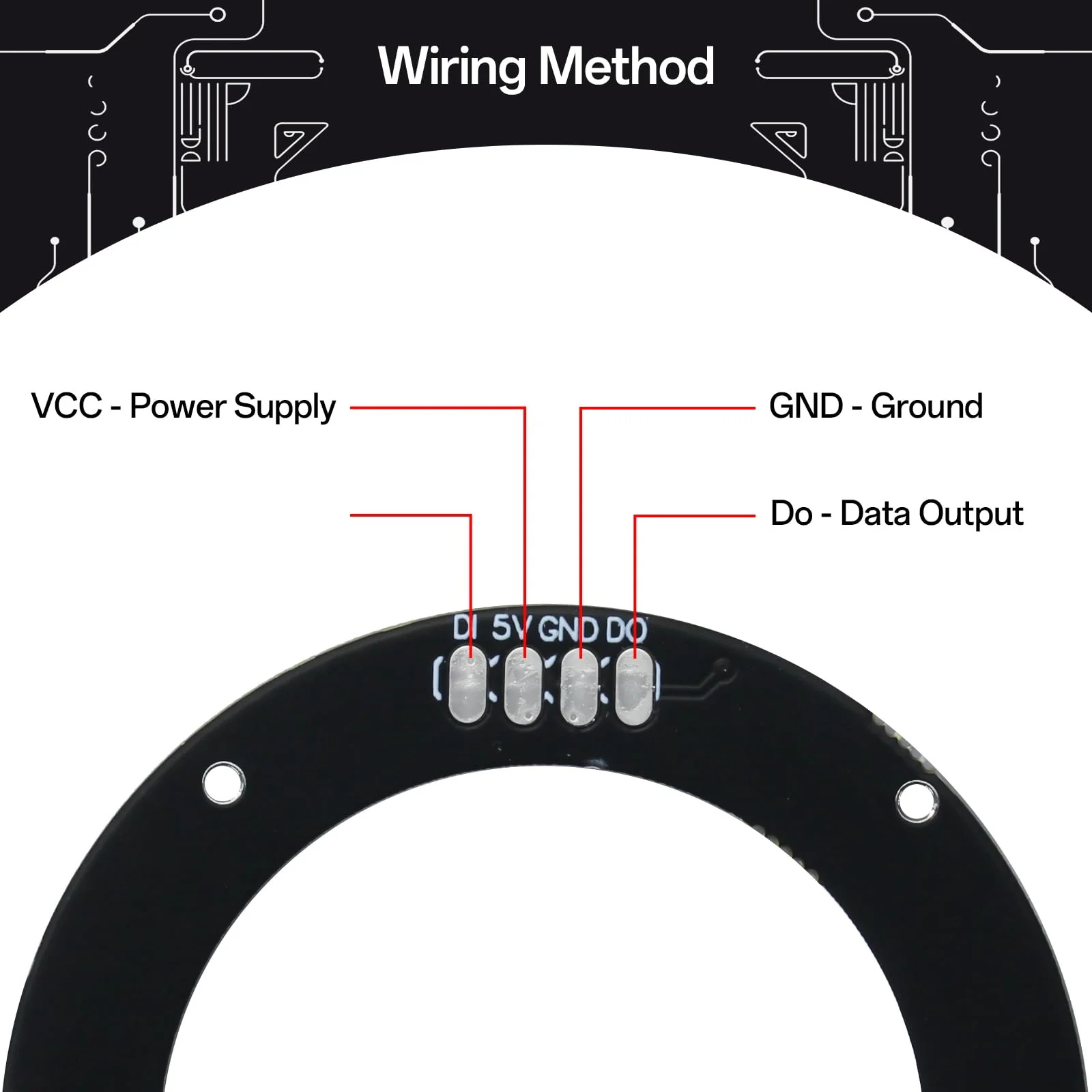 CUQI WS2812 RGB LED Ring 12 Bit Individually Addressable WS2812 LED 50 mm Diameter for Arduino, Raspberry Pi, DIY Projects 12-Bit Black - Image 4