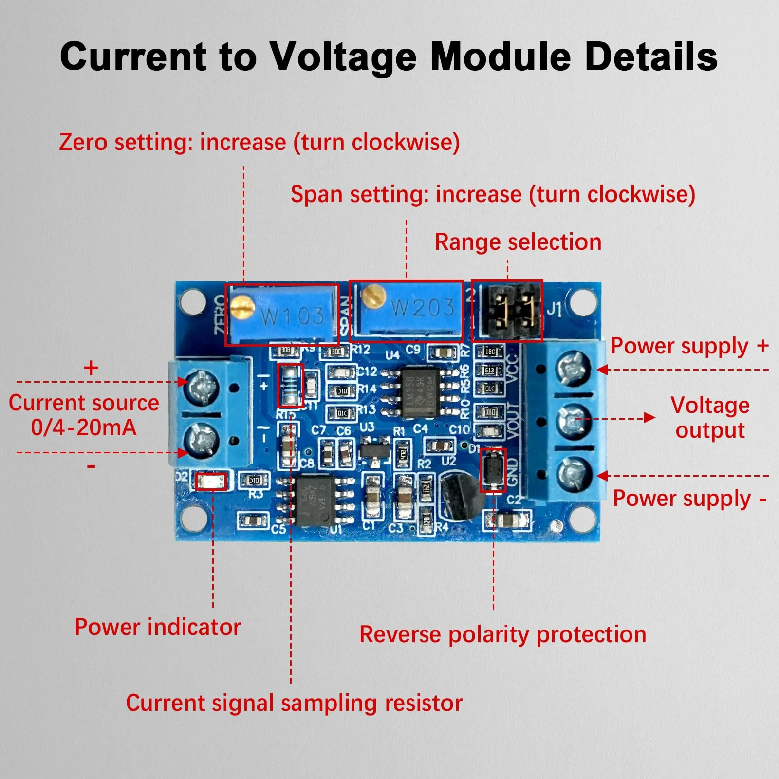 Current to Voltage Module AYWHP 2 Pieces Current Voltage Converter Module 0/4-20mA to 0-3.3V 5V 10V Current Transformer Signal Conversion Board - Image 4