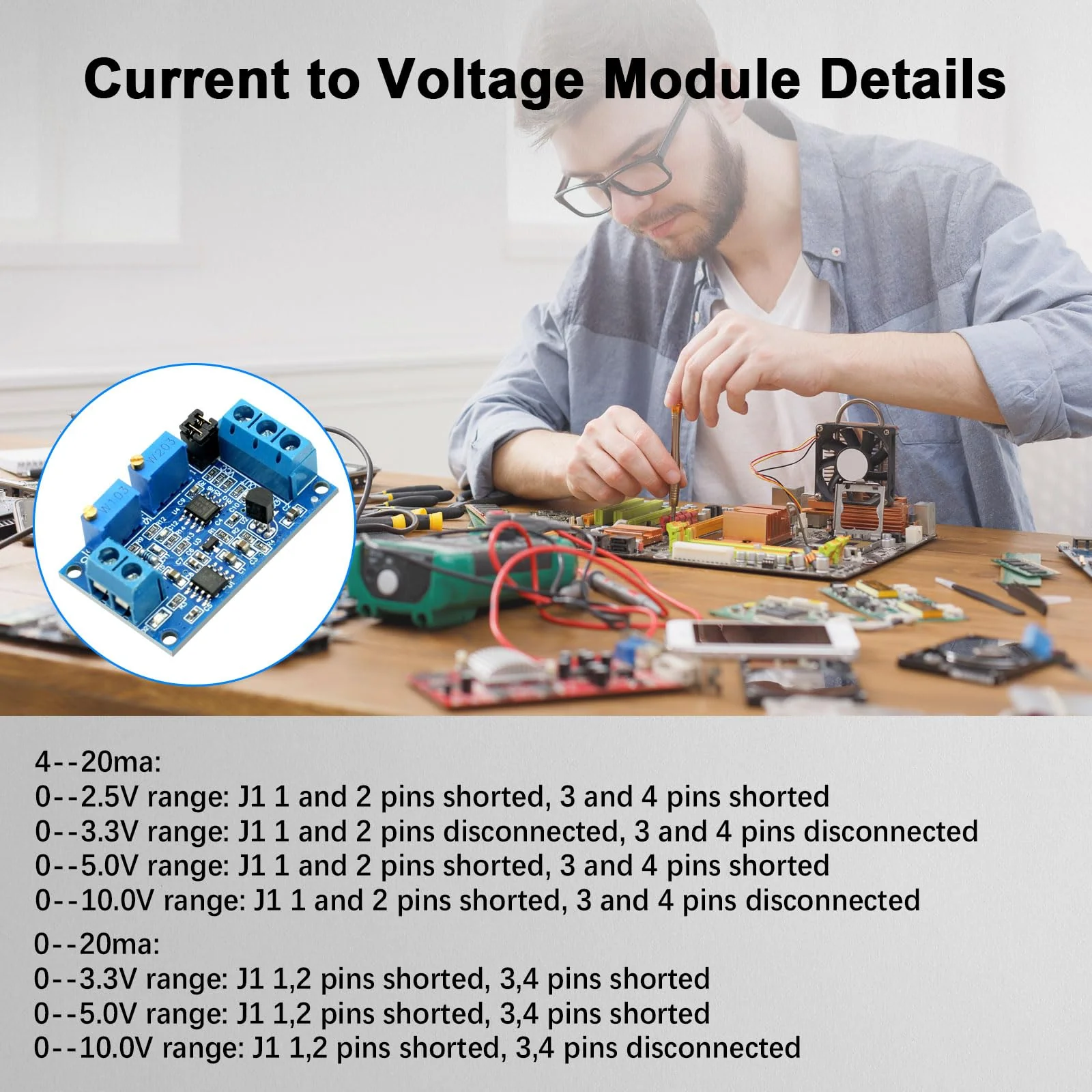 Current to Voltage Module AYWHP 2 Pieces Current Voltage Converter Module 0/4-20mA to 0-3.3V 5V 10V Current Transformer Signal Conversion Board - Image 5