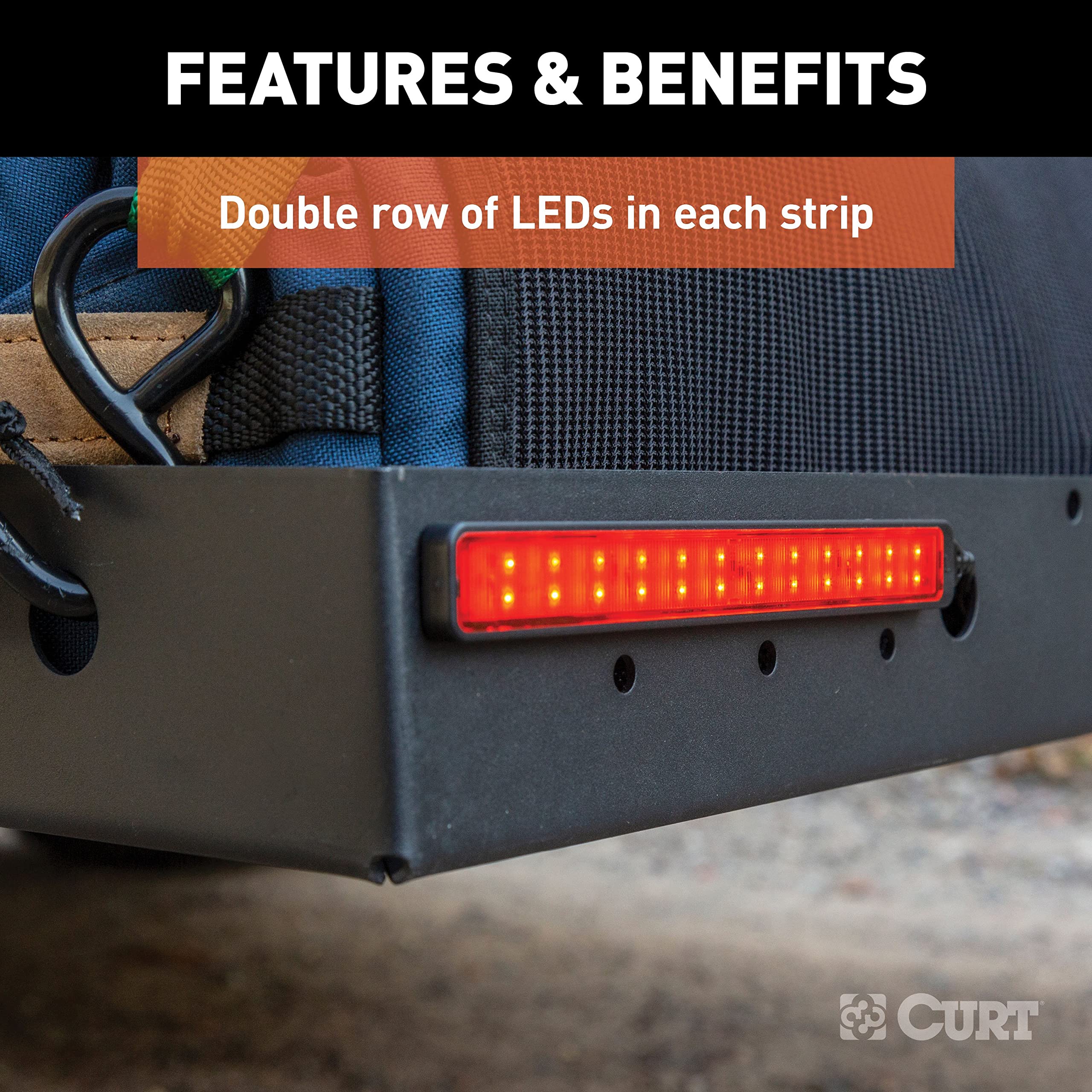 CURT 53201 Auxiliary Automotive LED Light Strips for Hitch Cargo Carrier, Bike Rack, 2-Pack - Image 7