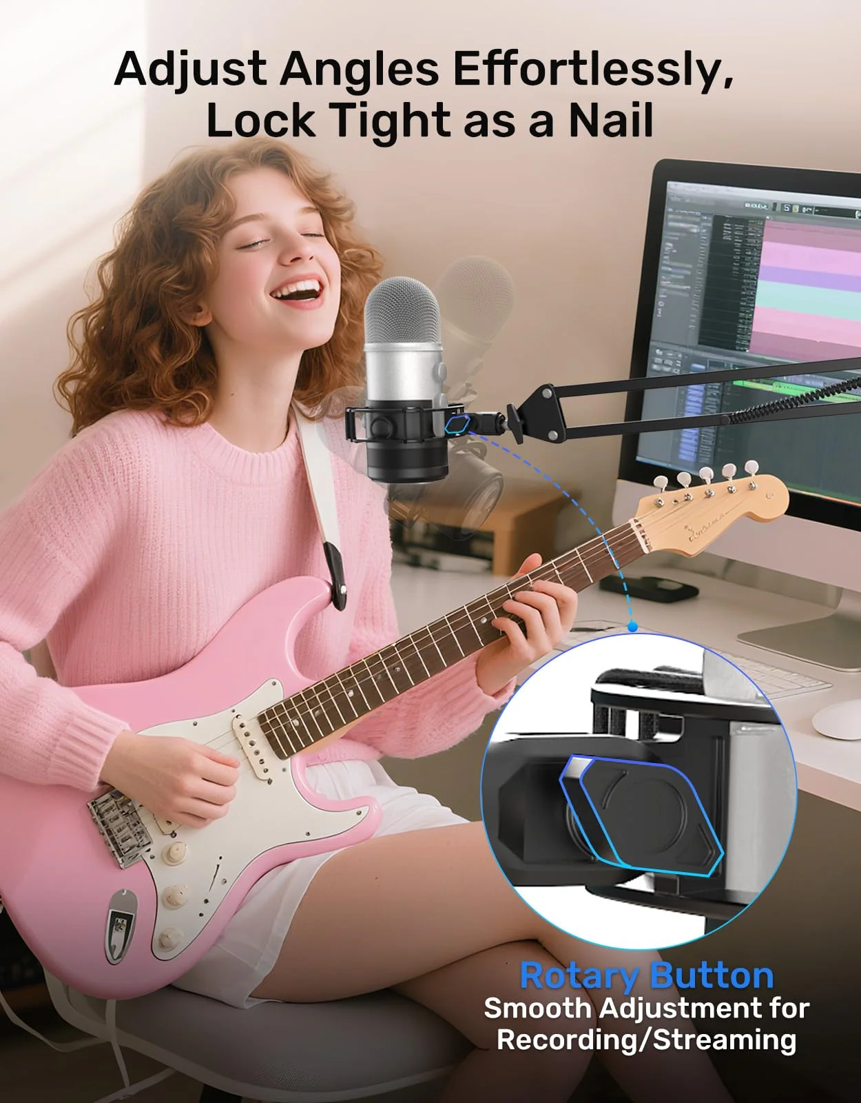 Custom Blue Yeti Shock Mount with Pop Filter - Elastic Suspension Design Reduces Vibration Noise, Shock Mount 100% Fits Blue Yeti, Matches Mic Boom Arm, with 3/8" to 5/8" Screw Adapter - Image 6
