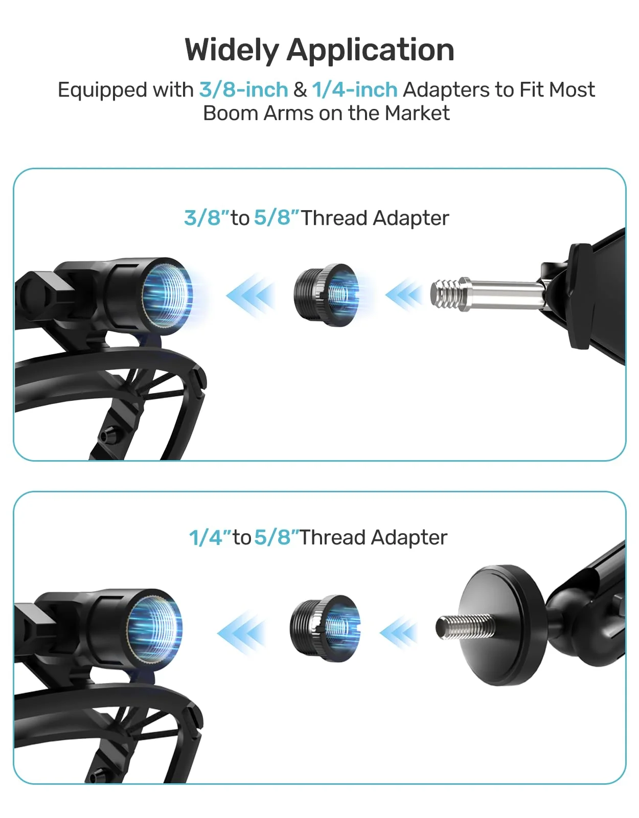 Custom Built for Blue Nano Microphone Shock Mount with Pop Filter, Anti-Vibration Suspension Elastic Shock Mount Holder Clip Mic Mount Stand with 3/8" or 1/4" Screw Adapter Compatible with Nano - Image 5