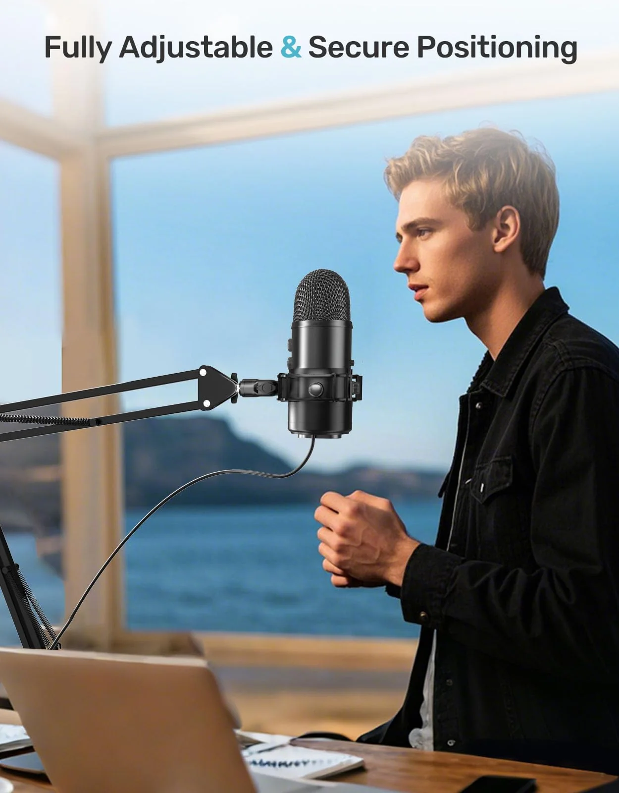 Custom Built for Blue Yeti Shock Mount with Pop Filter, 2025 Upgrade Anti-Vibration Suspension Elastic Shock Mount Holder Clip Mics Stand with Screw Adapter Compatible with Yeti Microphone Blue Yeti Shock Mount with Windscreen - Image 6