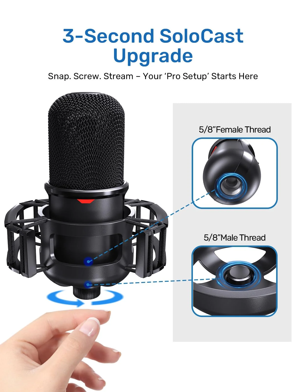 Custom Built for HyperX SoloCast Shock Mount, 2025 Upgrade Anti-Vibration Suspension Elastic Shock Mount Holder Clip Mics Stand Compatible with SoloCast Microphone - Image 3