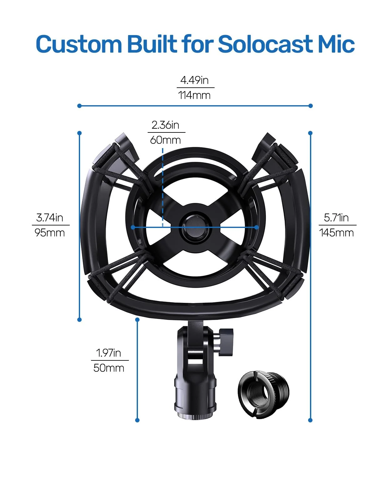 Custom Built for HyperX SoloCast Shock Mount, 2025 Upgrade Anti-Vibration Suspension Elastic Shock Mount Holder Clip Mics Stand Compatible with SoloCast Microphone - Image 7