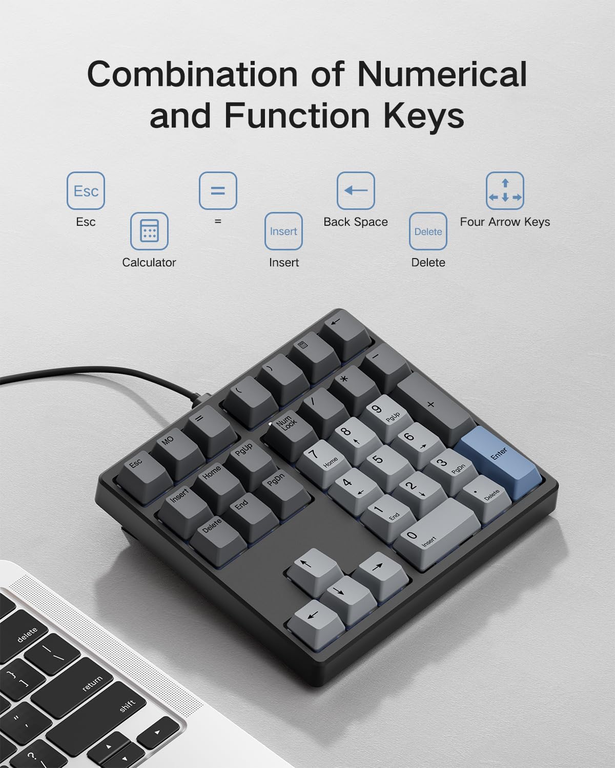 Custom Mechanical Number Pad, QMK/VIA Programmable Wired Numpad, 34 Key Hot Swappable USB Numeric Keypad with PBT Keycaps RGB Backlit Number Pad for Laptop, MacBook,PC Desktop - Image 4