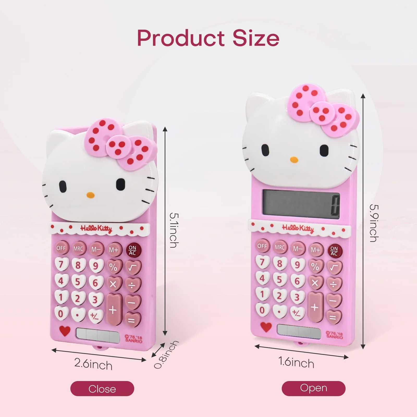 Cute Calculators, 8 Digit with LCD Display for Teachers Student Basic Office, Kids Calculator, Calculator for School, Mini Calculator, Cartoon Calculator, Handheld Calculator 5.9×2.6 inch Pink FG-Pink - Image 4