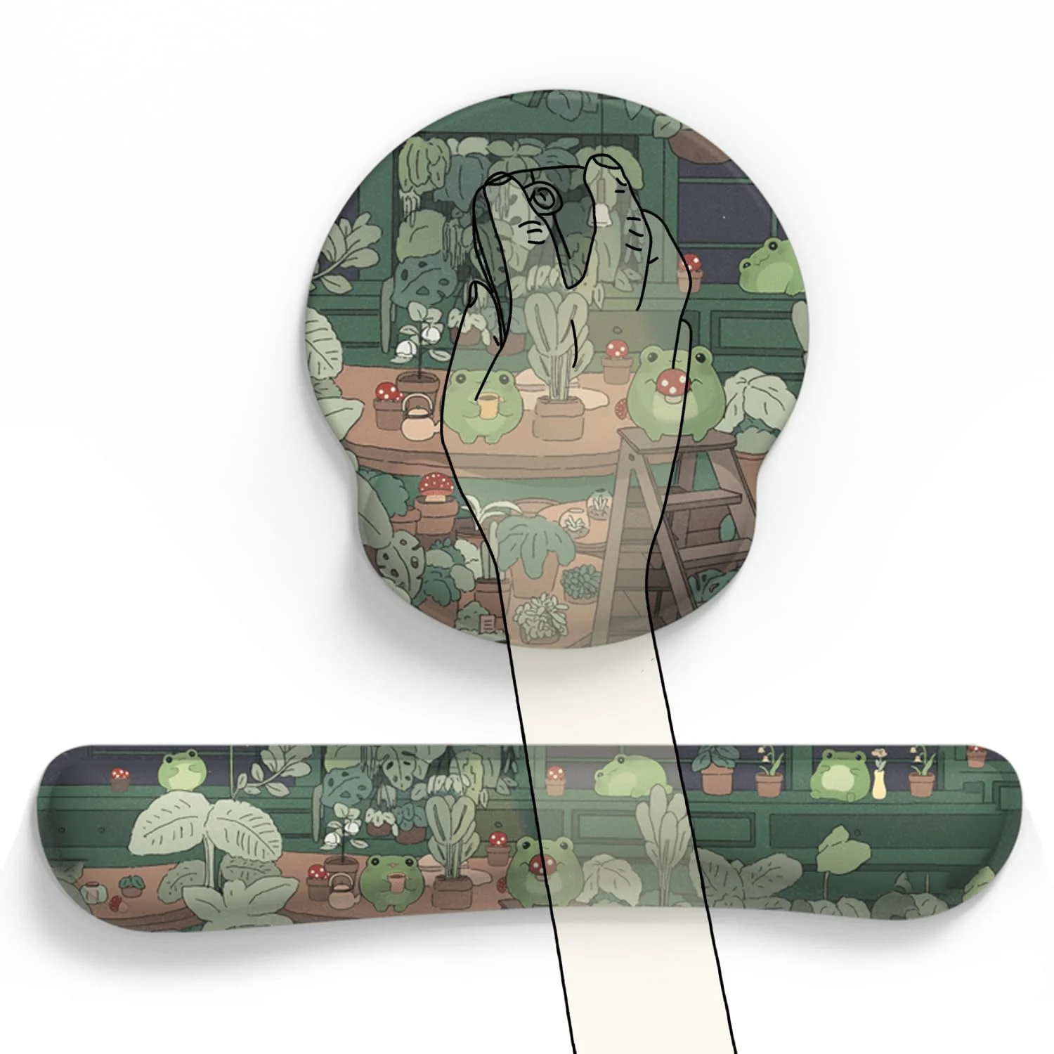 Cute Frog Mouse Pad with Wrist Rest Kawaii Green Decor Pain Relief Mat, Ergonomic Mouse Pad for Desk Computer Keyboard Laptop, Desk Decor Office Accessories for Girl Wrist Rest for Computer Keyboard. - Image 5