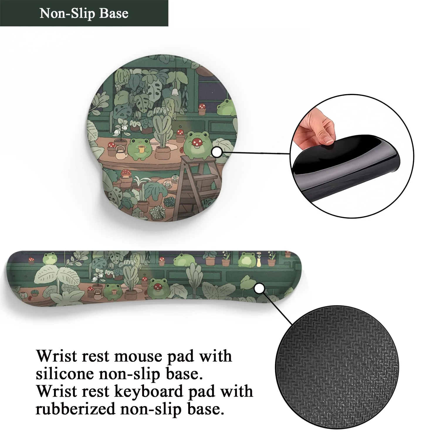 Cute Frog Mouse Pad with Wrist Rest Kawaii Green Decor Pain Relief Mat, Ergonomic Mouse Pad for Desk Computer Keyboard Laptop, Desk Decor Office Accessories for Girl Wrist Rest for Computer Keyboard. - Image 6