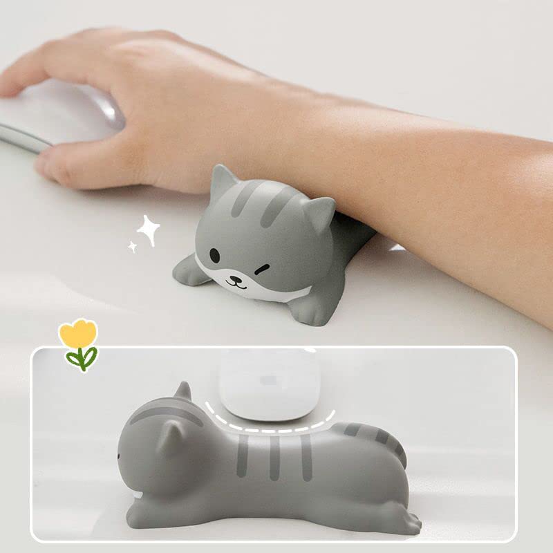 Cute Wrist Rest Support for Mouse Keyboard Computer Elbow Pad Arm Rest for Desk Ergonomic Kawaii Office Supplies Slow Rising PU Mouse Pad Cat D - Image 2
