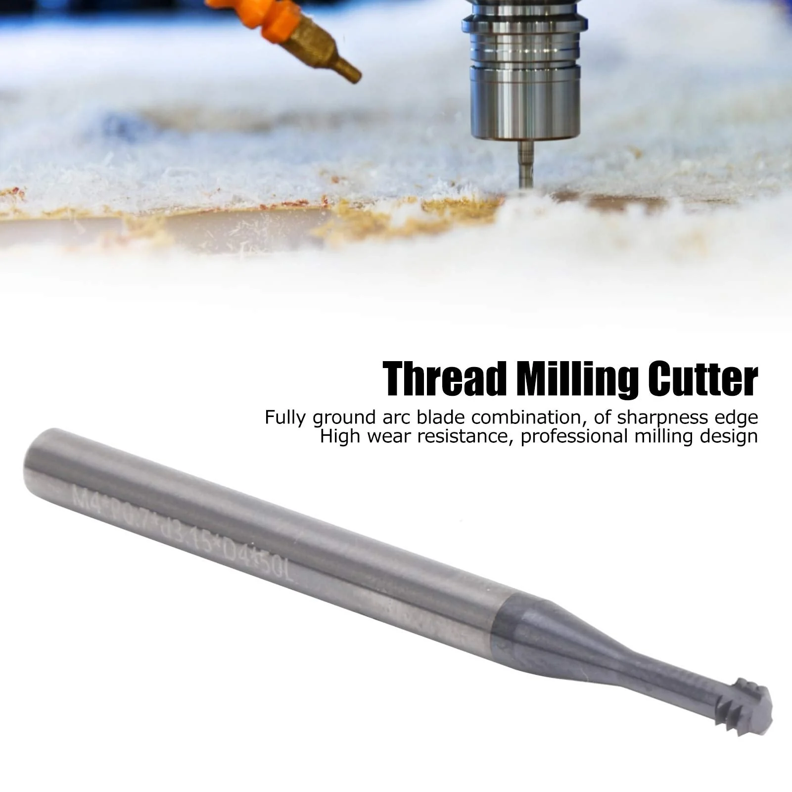 Cutting Cutter, 3-Tooth Metric 60° Tungsten Steel Thread Cutter, M4 x 0.7 x D4 x 50, Can Be Used for Aluminium, Copper, Stainless Steel, Alloy Steel - Image 3