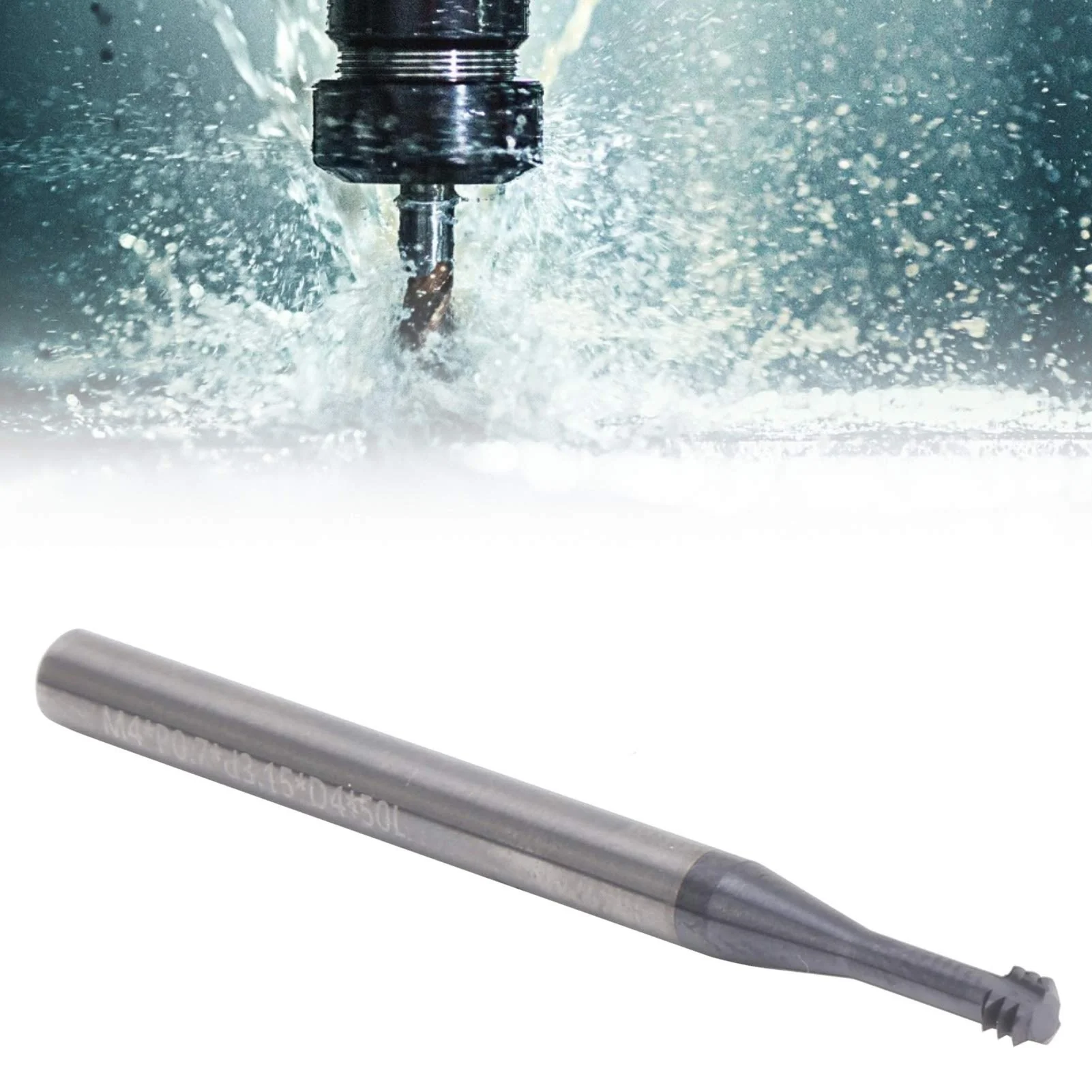 Cutting Cutter, 3-Tooth Metric 60° Tungsten Steel Thread Cutter, M4 x 0.7 x D4 x 50, Can Be Used for Aluminium, Copper, Stainless Steel, Alloy Steel - Image 5