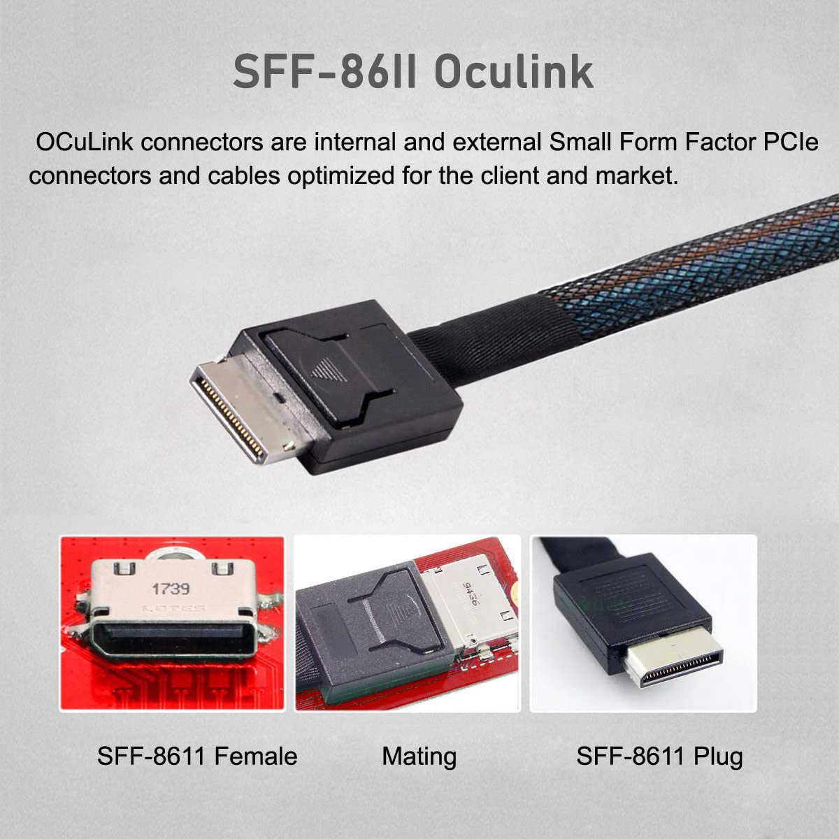 CY Cable OcuLink PCIe PCI-Express SFF-8611 4i to OcuLink SFF-8611 SSD Data Active Cable 50cm Oculink SFF-8611 to SFF-8611 - Image 4