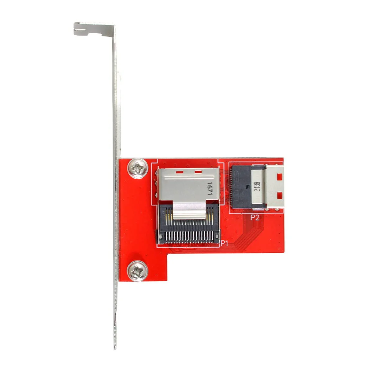 CY PCI-Express 4.0 Slimline SAS SFF-8654 to Mini SAS SFF-8087 PCBA Female Adapter with Bracket Red SFF-8087 to SFF-8654 - Image 2