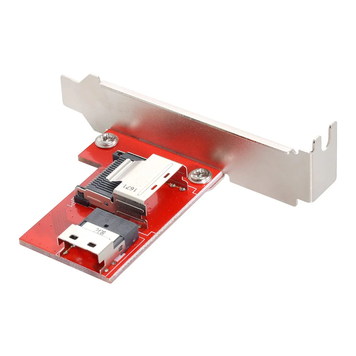 CY PCI-Express 4.0 Slimline SAS SFF-8654 to Mini SAS SFF-8087 PCBA Female Adapter with Bracket Red SFF-8087 to SFF-8654 - Image 3