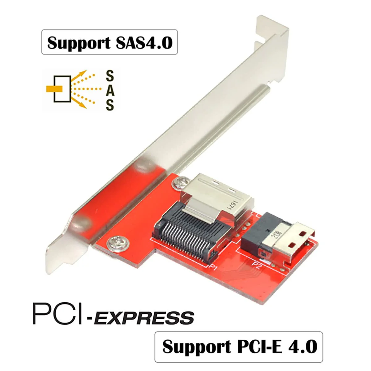 CY PCI-Express 4.0 Slimline SAS SFF-8654 to Mini SAS SFF-8087 PCBA Female Adapter with Bracket Red SFF-8087 to SFF-8654 - Image 7
