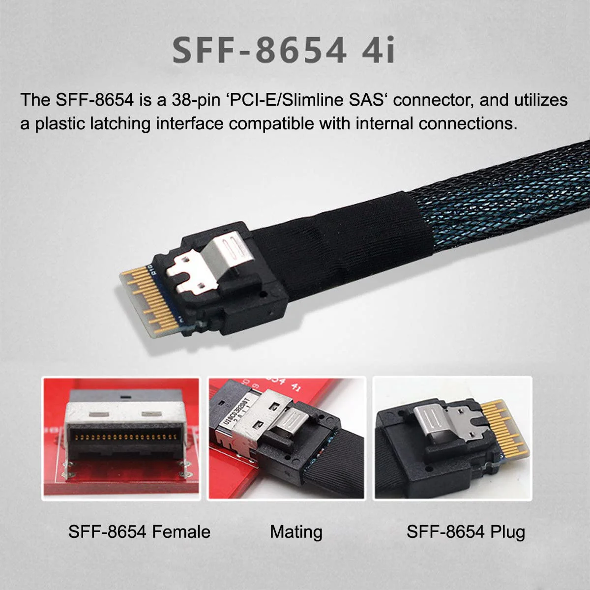 CY PCI-Express 4.0 Slimline SAS SFF-8654 to Mini SAS SFF-8087 PCBA Female Adapter with Bracket Red SFF-8087 to SFF-8654 - Image 9