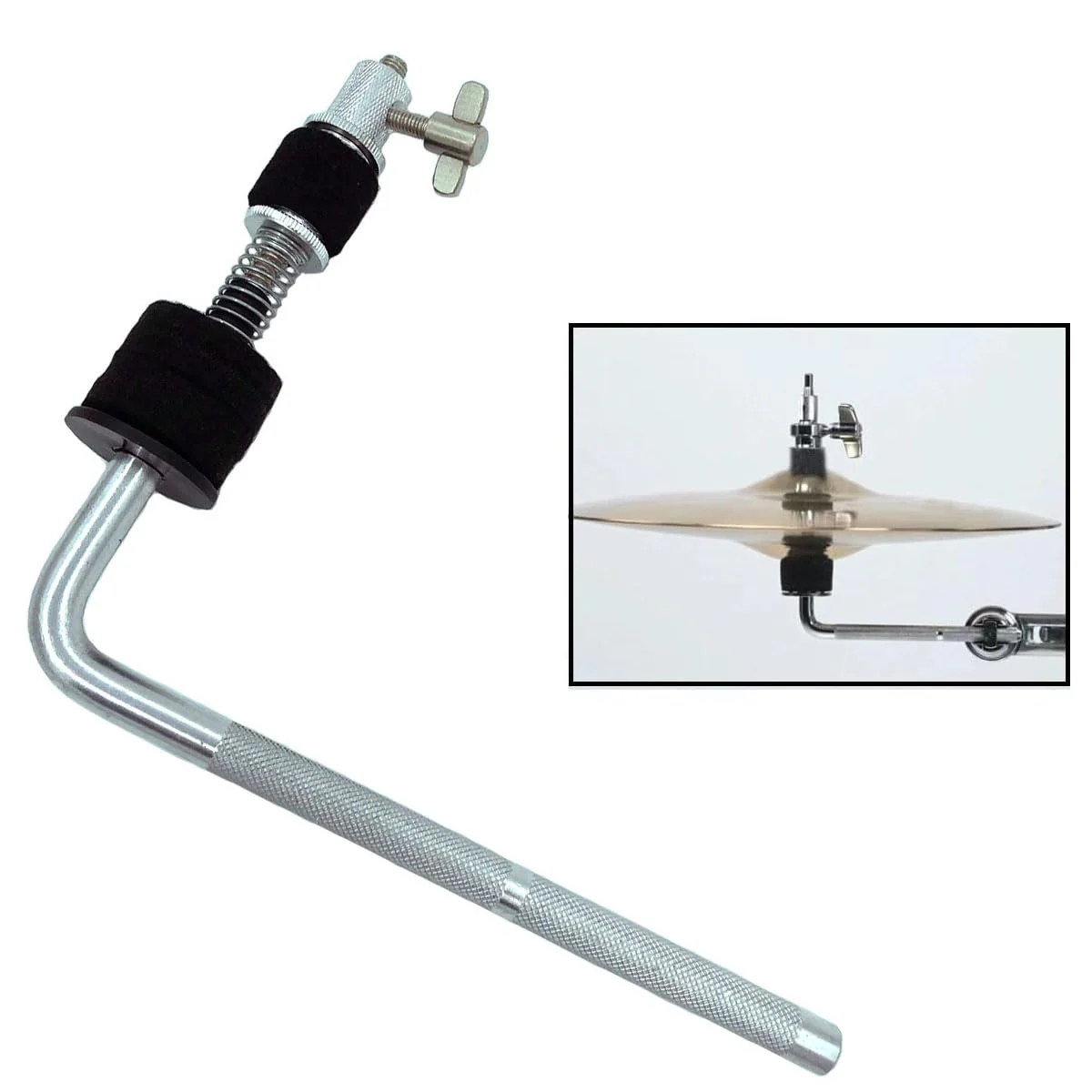 Cymbal Arm Cymbal Attachment Compatible with Hi-Hat Cymbal Closed Hi-Hat Arm Cymbal L-Arm Rod 11mm Diameter Cymbal Boom Arm for Drum Set Percussion Instruments Hardware Accessories - Image 2