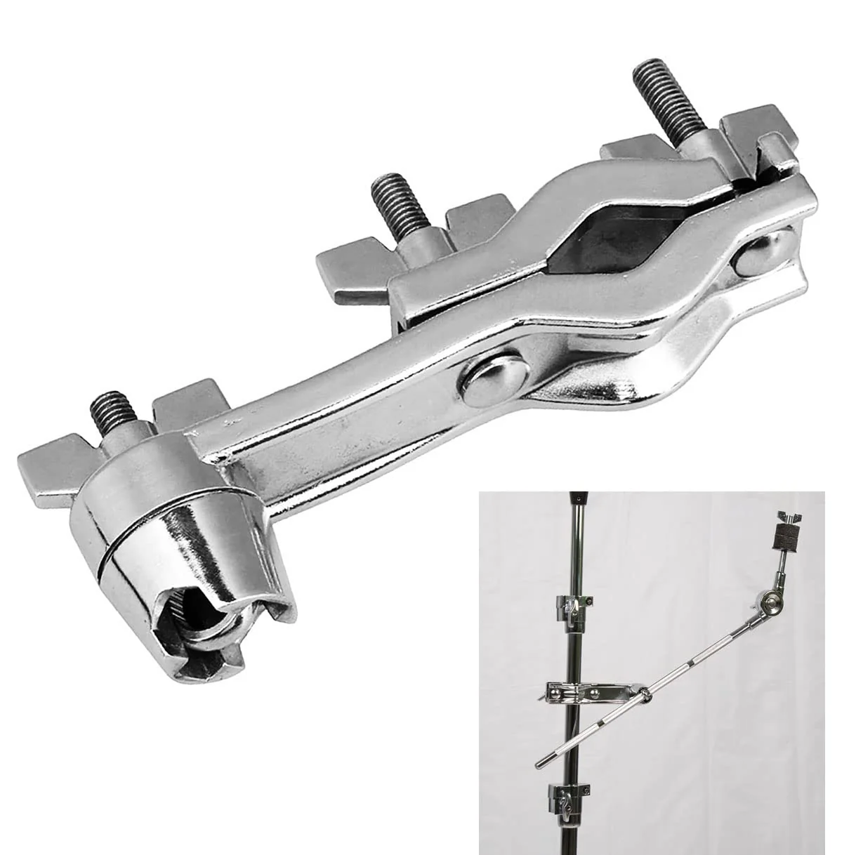 Cymbal Clamp Boom Arm Mount Bracket Holder Musical Percussion Drum Set Accessory Silver - Image 2