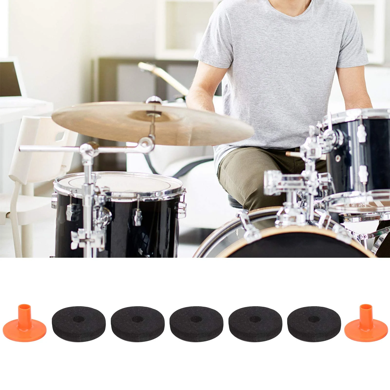 Cymbal Felt Pad, Long Service Life Drum Felt Pad Kit, for Drum Professionals 50mm (WC75) - Image 5