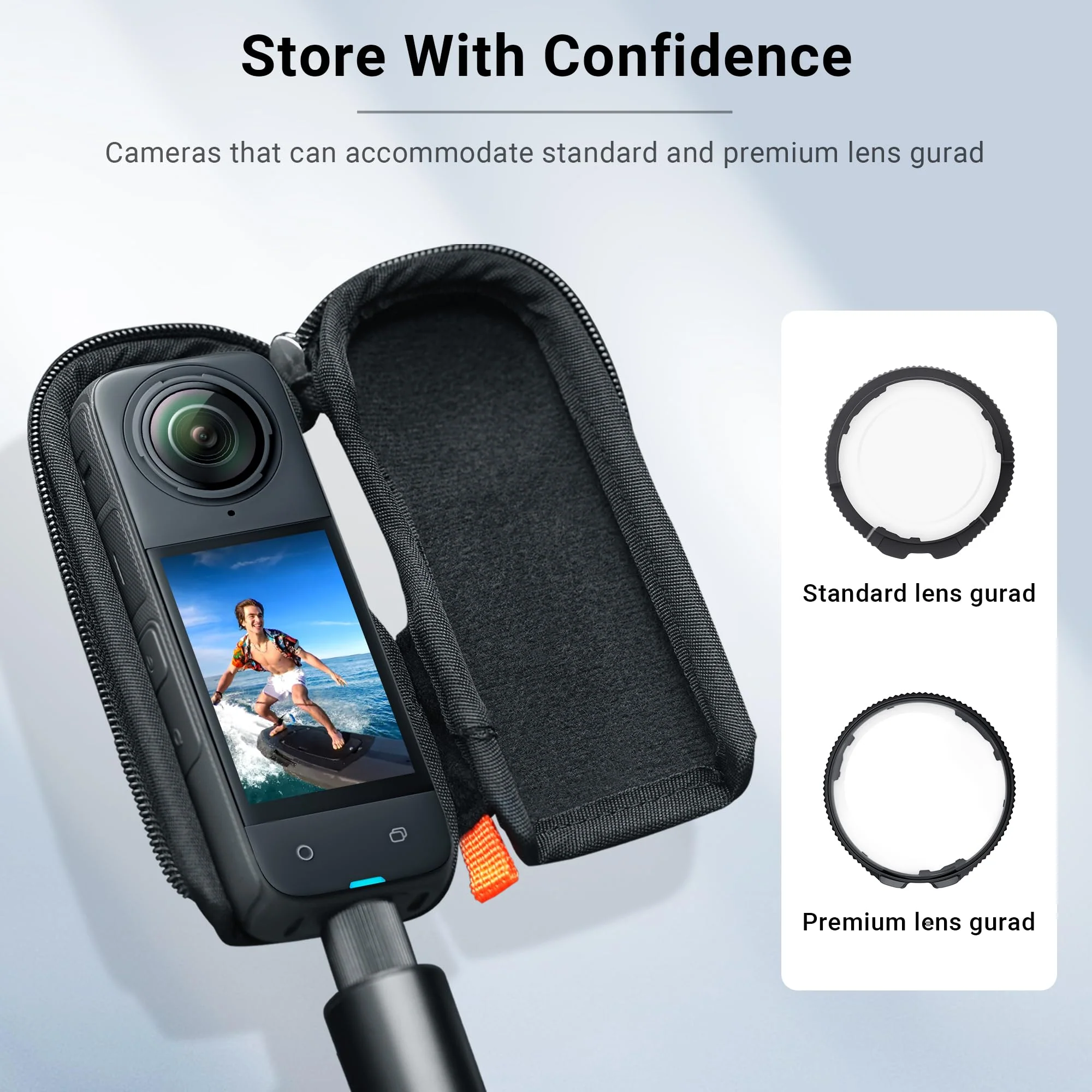 CYNOVA Case for Insta360 X4/X5 (for Original Lens Cap), Insta X5 Carrying Case with 2X Glass Screen Protector,Hard Shell Travel Protector Cover Compatible with Insta360 X5 Accessories Black - Image 2