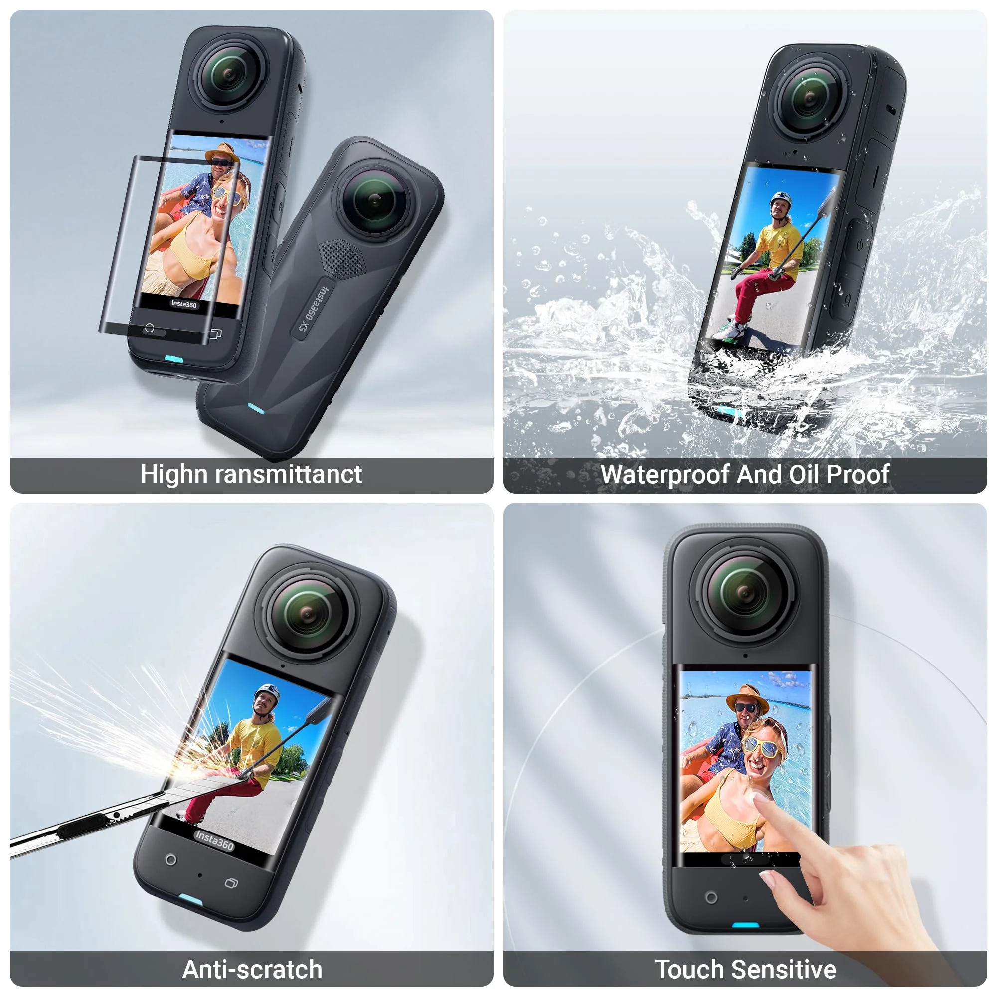 CYNOVA Case for Insta360 X4/X5 (for Original Lens Cap), Insta X5 Carrying Case with 2X Glass Screen Protector,Hard Shell Travel Protector Cover Compatible with Insta360 X5 Accessories Black - Image 4