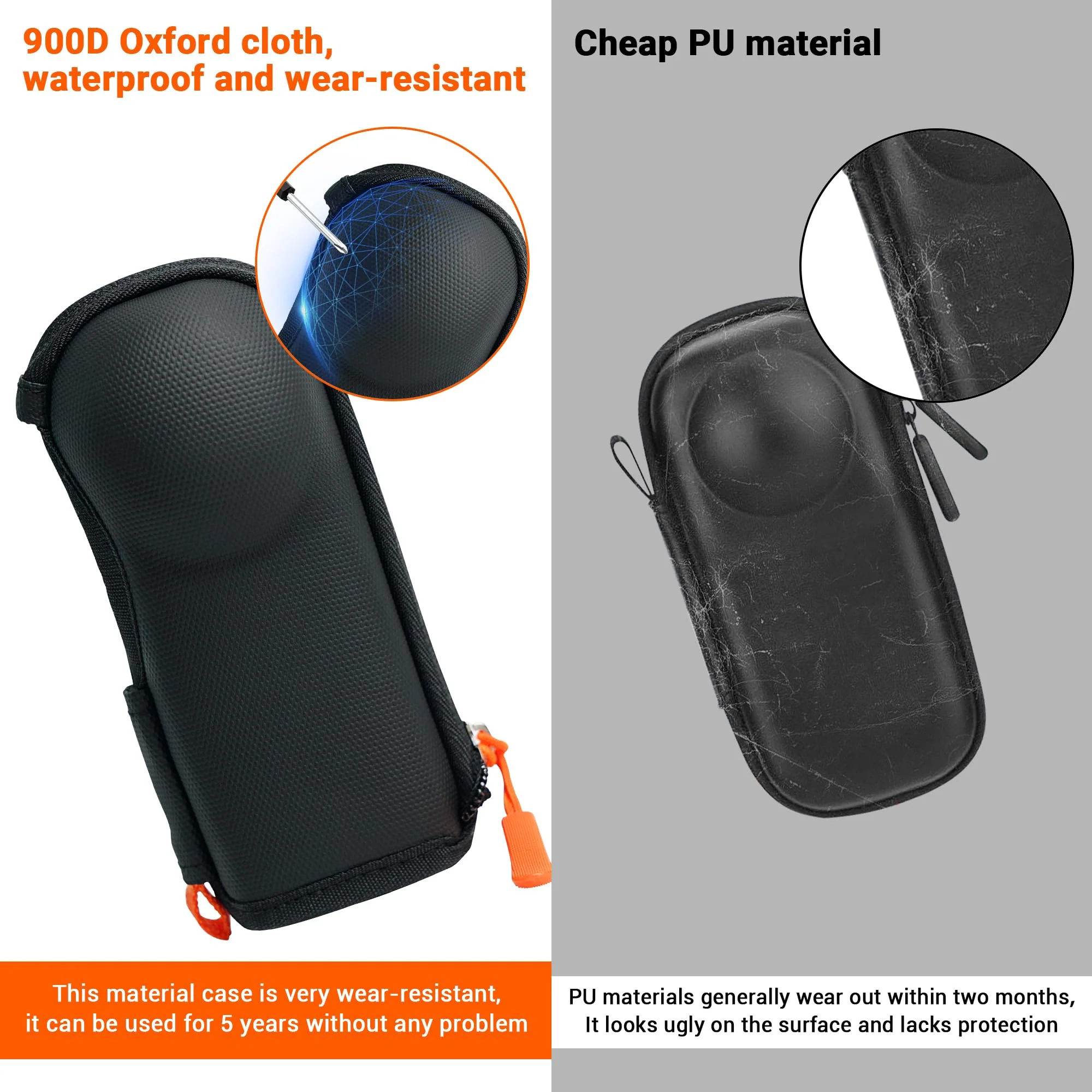 CYNOVA Case for Insta360 X4/X5 (for Original Lens Cap), Insta X5 Carrying Case with 2X Glass Screen Protector,Hard Shell Travel Protector Cover Compatible with Insta360 X5 Accessories Black - Image 5