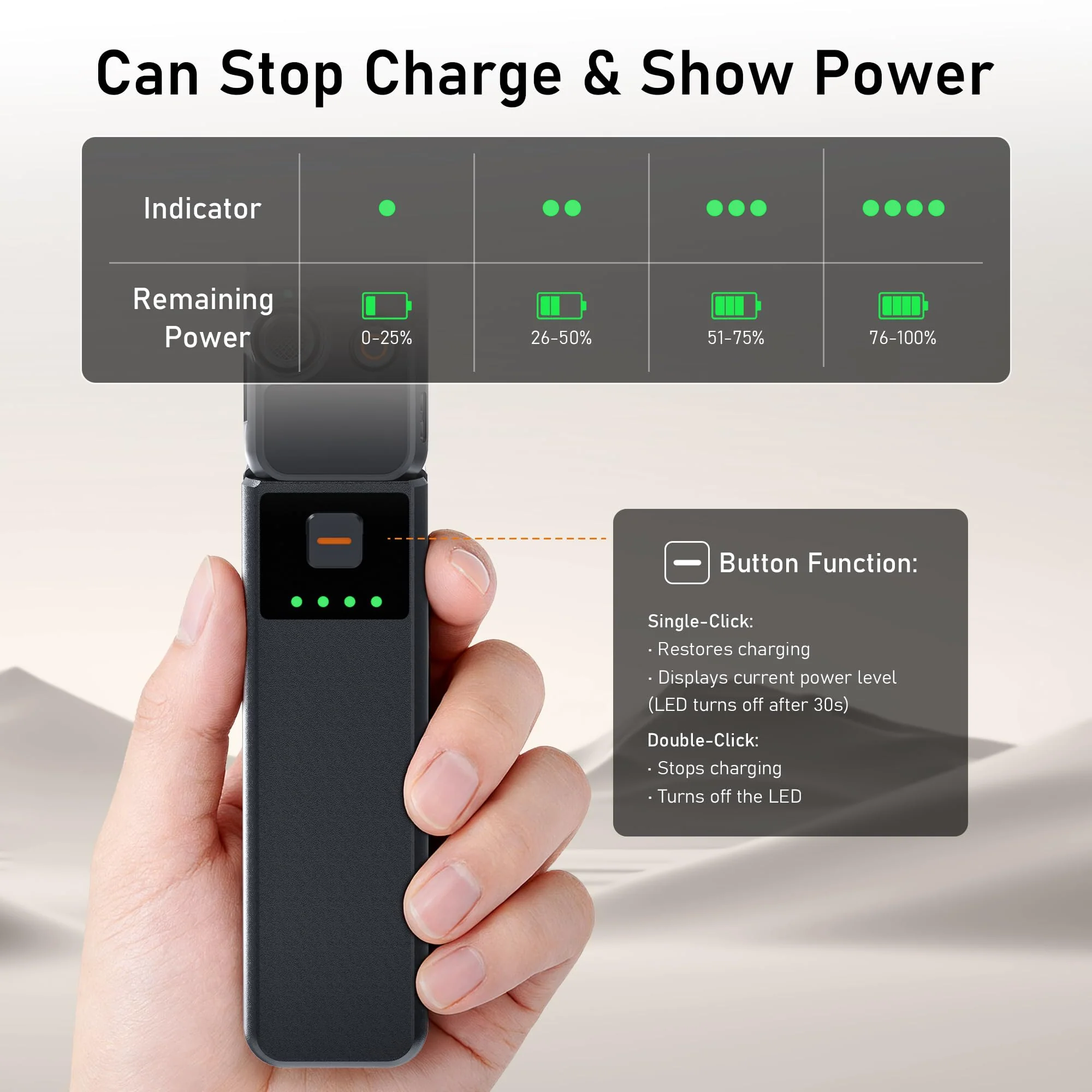 CYNOVA Osmo Pocket 3 Battery Handle for DJI Osmo Pocket 3 Accessories, Pocket 3 Battery Grips Compatible with Xtra Muse, 5000mAh 22.5W Fast Charging Power and Reserved 1/4”Thread - Image 3