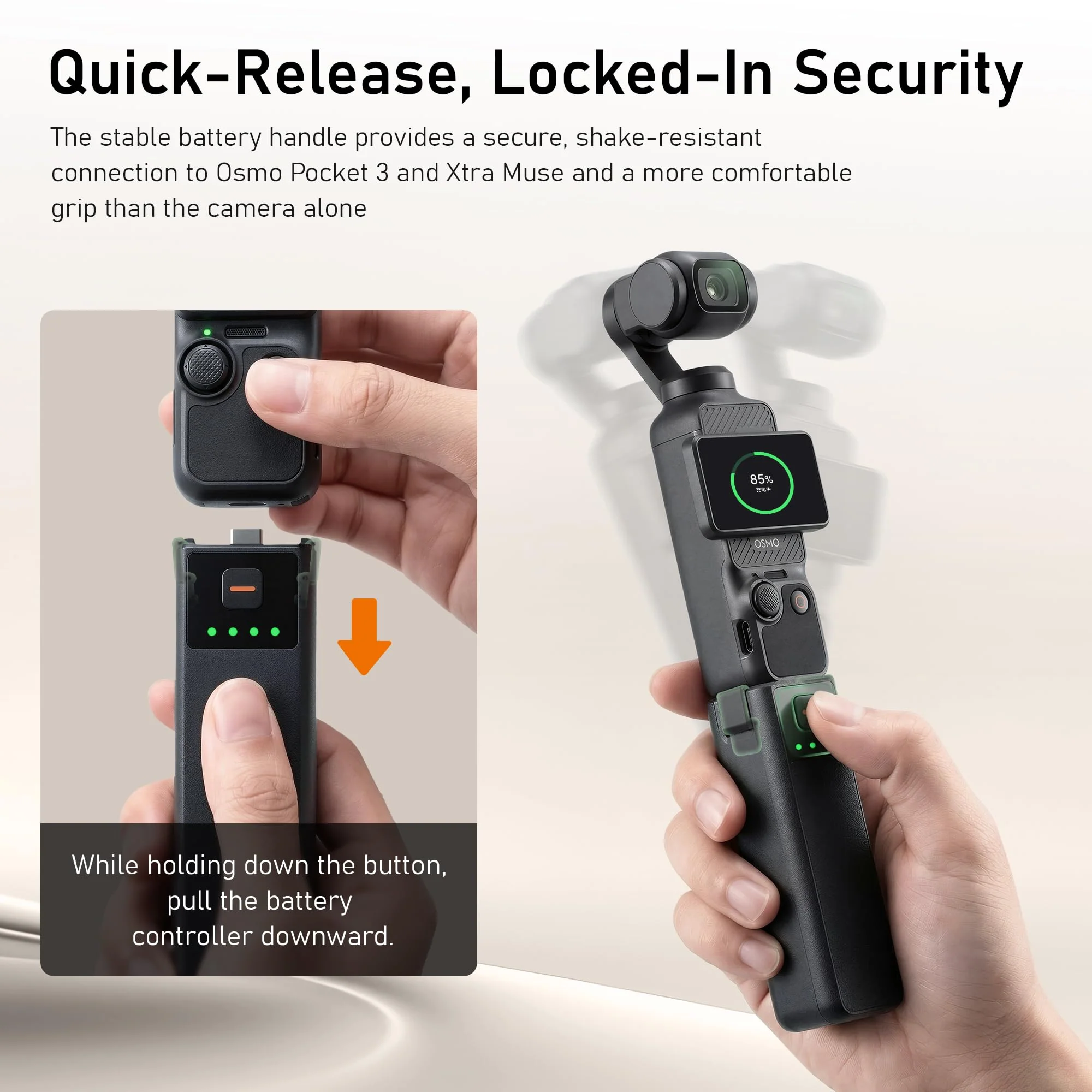 CYNOVA Osmo Pocket 3 Battery Handle for DJI Osmo Pocket 3 Accessories, Pocket 3 Battery Grips Compatible with Xtra Muse, 5000mAh 22.5W Fast Charging Power and Reserved 1/4”Thread - Image 4
