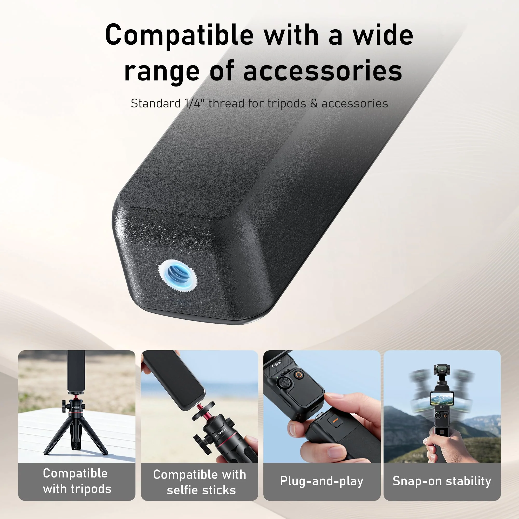 CYNOVA Osmo Pocket 3 Battery Handle for DJI Osmo Pocket 3 Accessories, Pocket 3 Battery Grips Compatible with Xtra Muse, 5000mAh 22.5W Fast Charging Power and Reserved 1/4”Thread - Image 6
