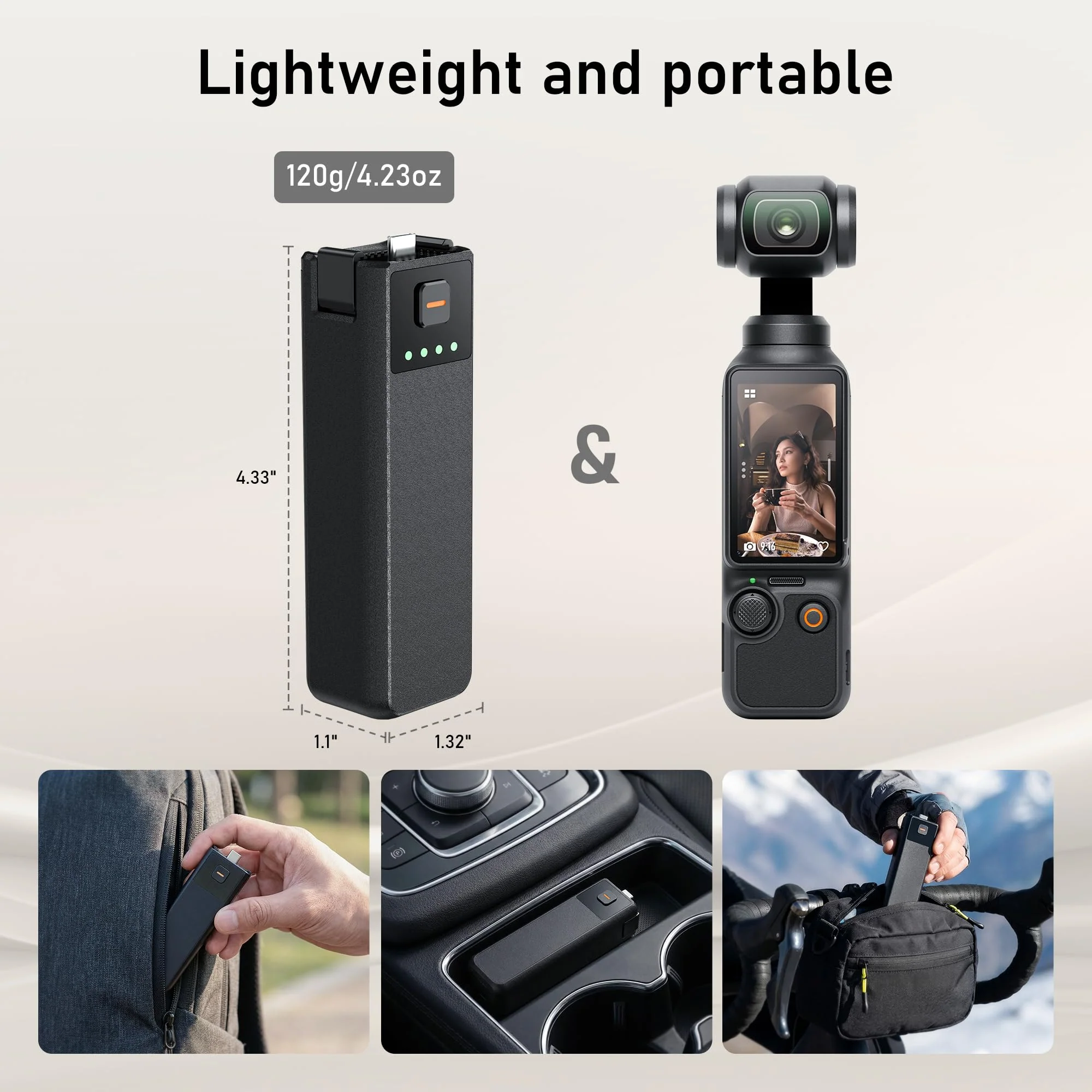 CYNOVA Osmo Pocket 3 Battery Handle for DJI Osmo Pocket 3 Accessories, Pocket 3 Battery Grips Compatible with Xtra Muse, 5000mAh 22.5W Fast Charging Power and Reserved 1/4”Thread - Image 8