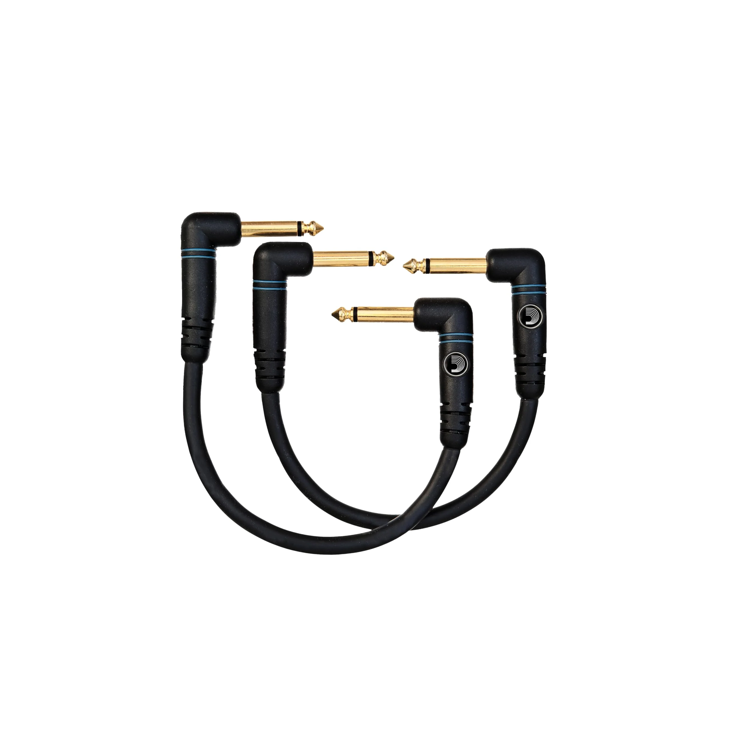 D’Addario Cable, 1/4", Black, 0.5 Feet (2-Pack) (PW-PRA-205) 0.5 Feet (2-Pack) Right Angle - Image 2