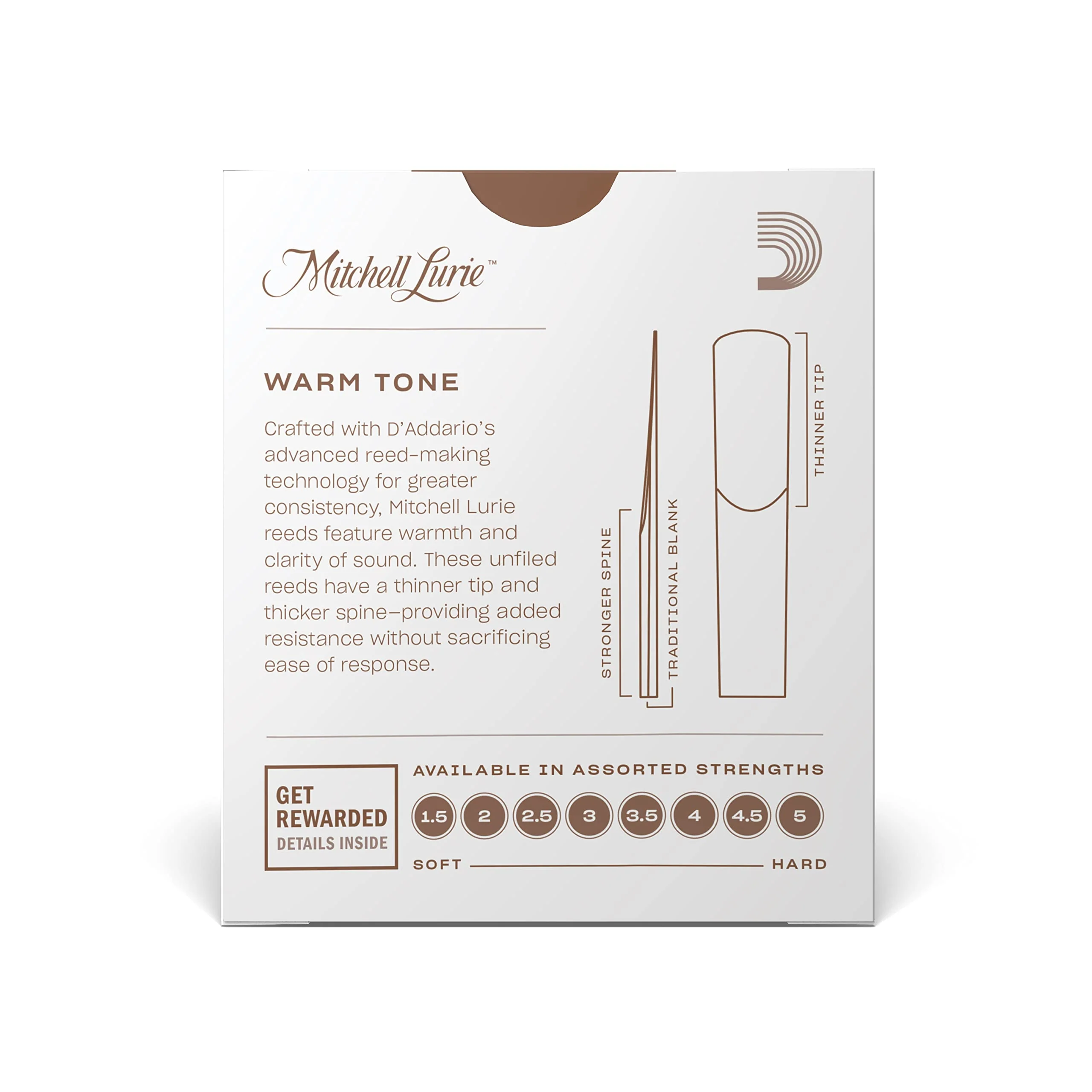 D’Addario Woodwinds Mitchell Lurie Bb Clarinet Reeds, Strength 3.0, 10-pack - RML10BCL300 - Image 3