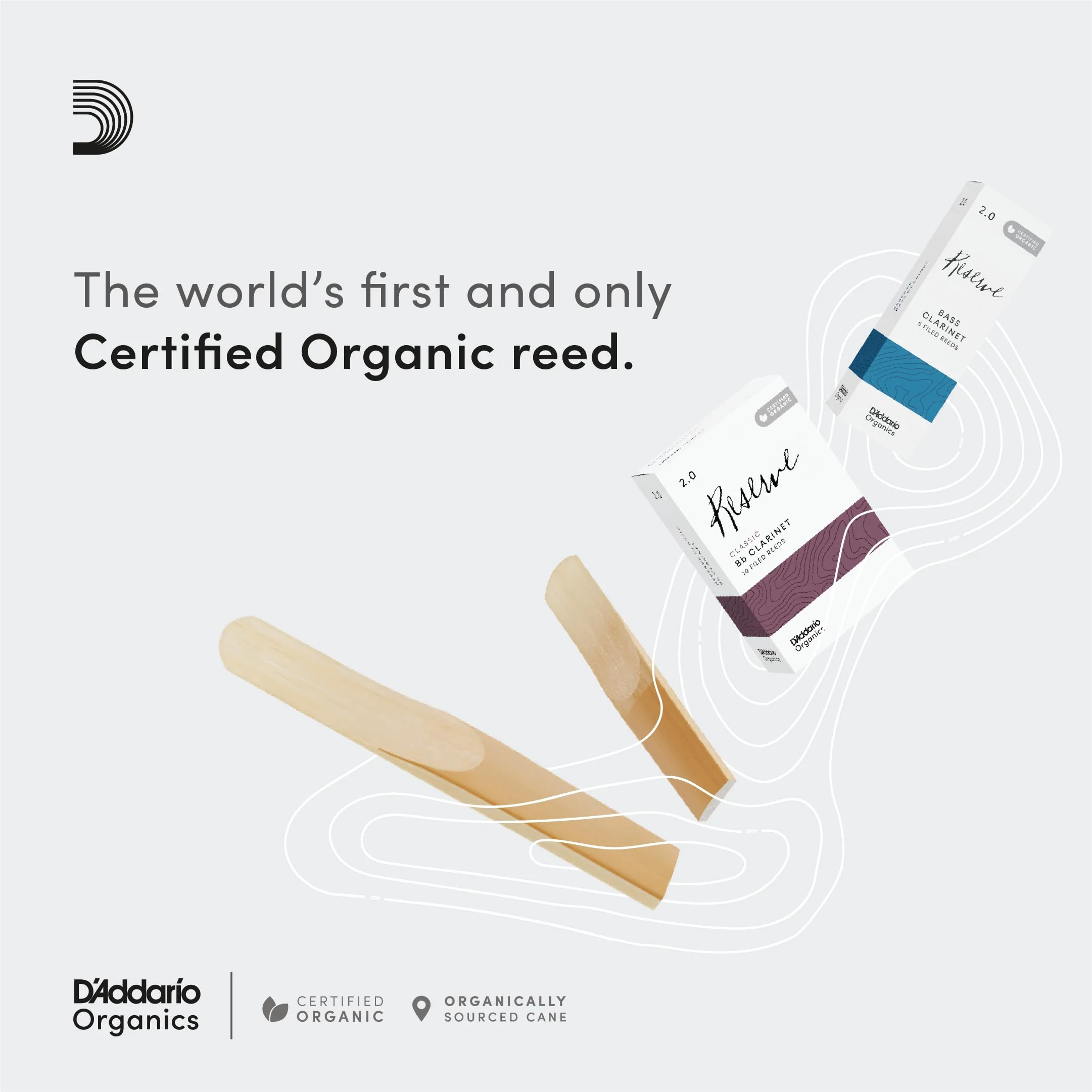 D’Addario Woodwinds - Organic Reserve Classic Bb Clarinet Reeds - B Flat Clarinet Reeds - Reeds for Clarinet - Clarinet Bb Reeds - Individually Sealed - Filed, Strength 2.5, 3-Pack - Image 3