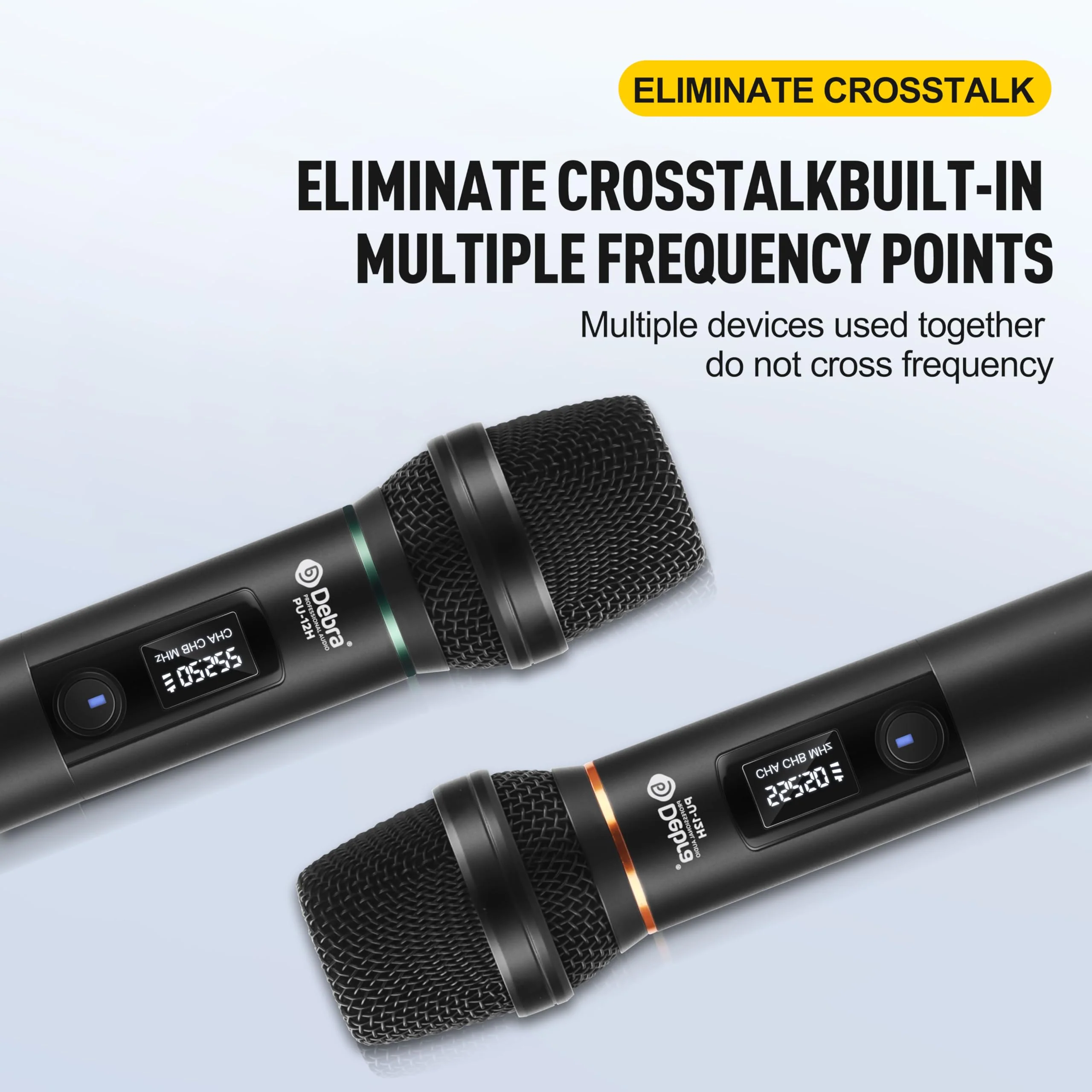 D Debra Wireless Microphone UHF Cordless Handheld Dynamic with Rechargeable Receiver and 30 Adjustable Frequency for Karaoke Singing, Wedding, DJ, Party, Speech, Church, Class Use, 200ft (PU-12H-02) PU-12H-02 - Image 3