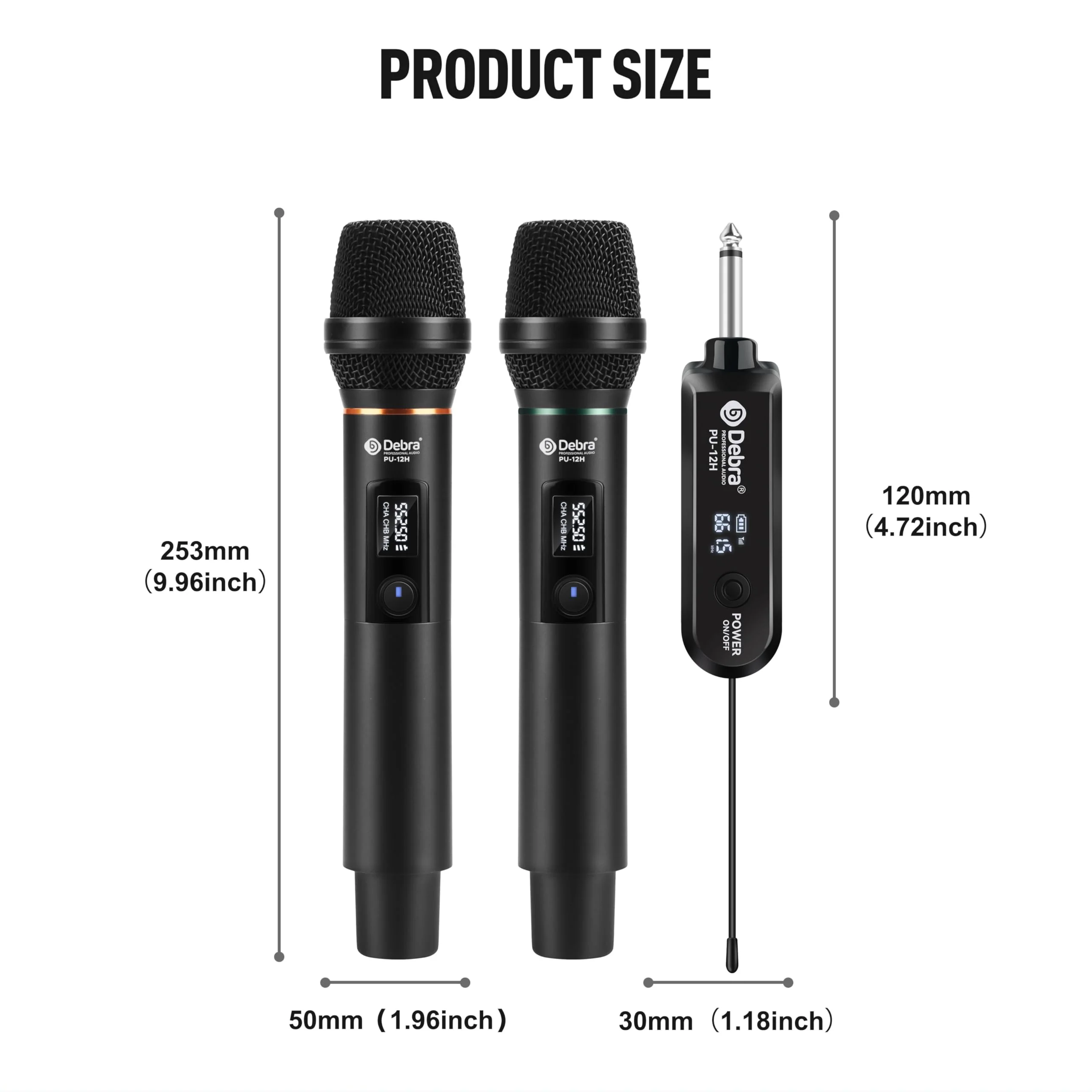 D Debra Wireless Microphone UHF Cordless Handheld Dynamic with Rechargeable Receiver and 30 Adjustable Frequency for Karaoke Singing, Wedding, DJ, Party, Speech, Church, Class Use, 200ft (PU-12H-02) PU-12H-02 - Image 9