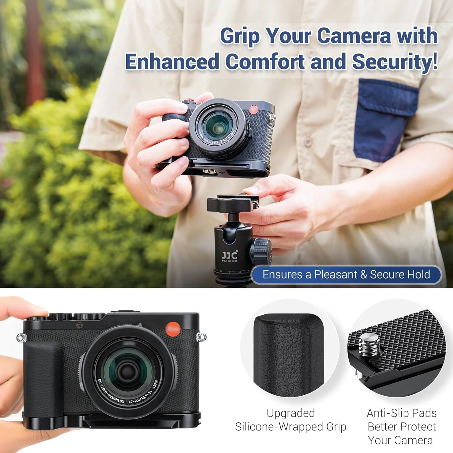 D-LUX8 Handgrip, L-Shape Bracket Handle for Leica D-LUX8 D-LUX 8 Camera, with Built-in Arca Quick Release Plate & Battery Compartment Opening, DLUX8 Hand Grip Holder Anti-Slip Microfiber Pads Design - Image 2