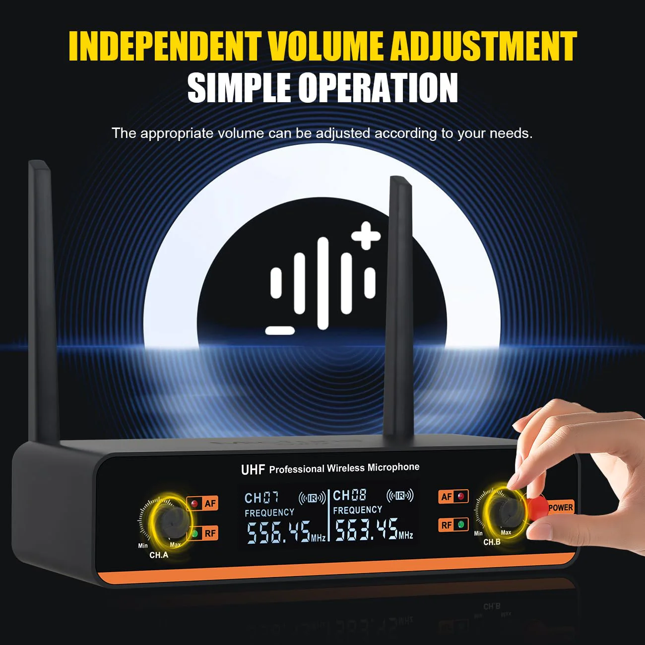 D20 Professional Wireless 2 Handheld VHF 230-250 MHZ Microphone System 100m distand for Karaoke,Party, Speech (D20-2) D20-4 - Image 6