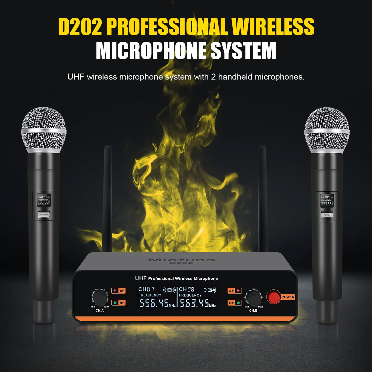 D20 Professional Wireless 2 Handheld VHF 230-250 MHZ Microphone System 100m distand for Karaoke,Party, Speech (D20-2) D20-4 - Image 7