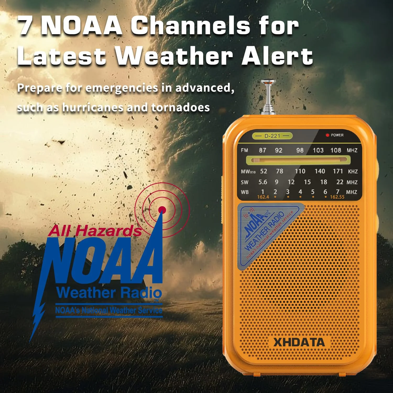 D221 NOAA Weather Radio Portable AM FM Shortwave Radio Receiver, 2 AA Battery Operated, Transistor Radio with Excellent Reception for Emergency, Hurricane, Gift, Walking and Home (Orange) Orange - Image 2