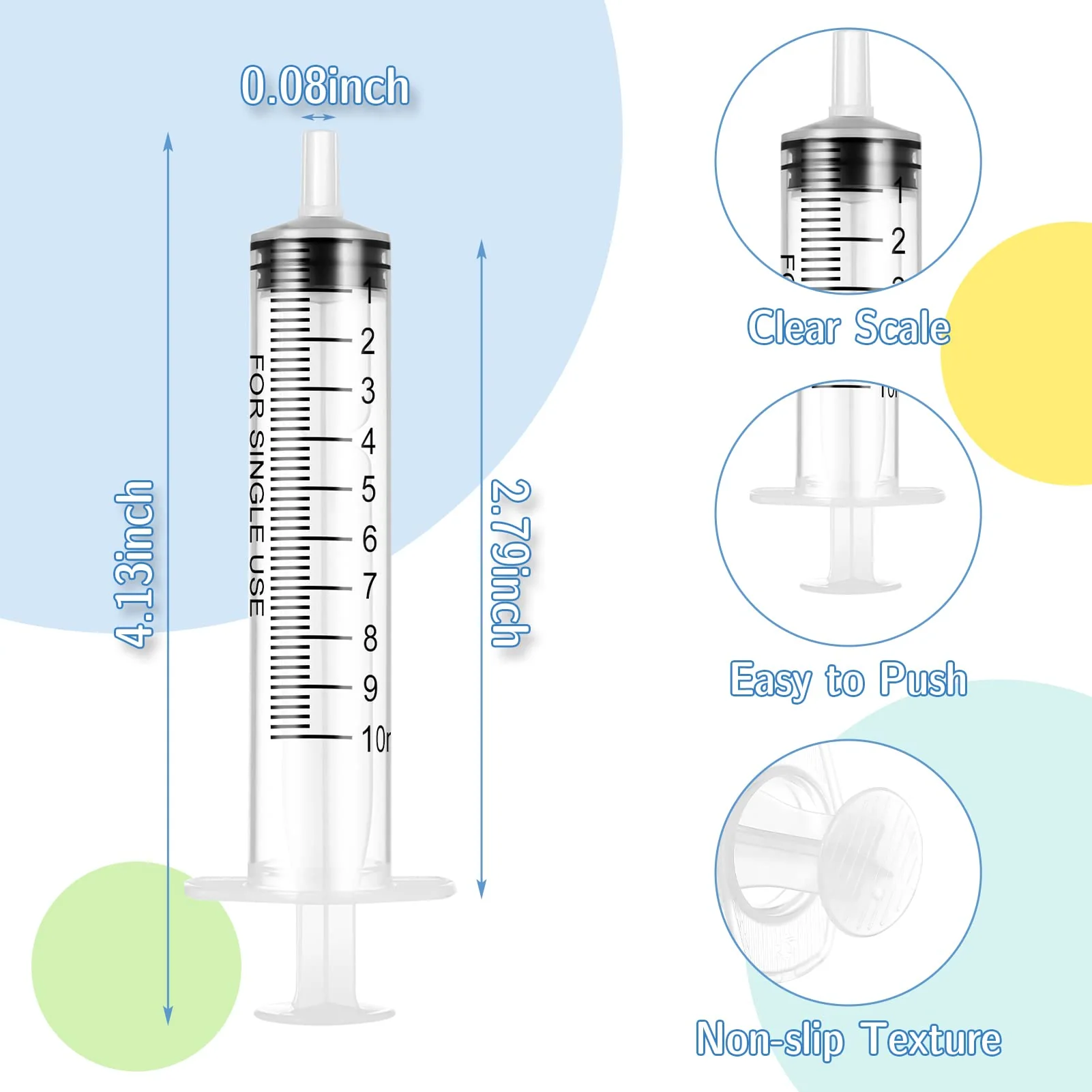 Dacitiery Pack of 20 Syringes, 10 ml Needleless Sterile Syringes for Small Pet Feeding, Scientific Laboratories, Plant Watering, Industrial Precision Application - Image 2